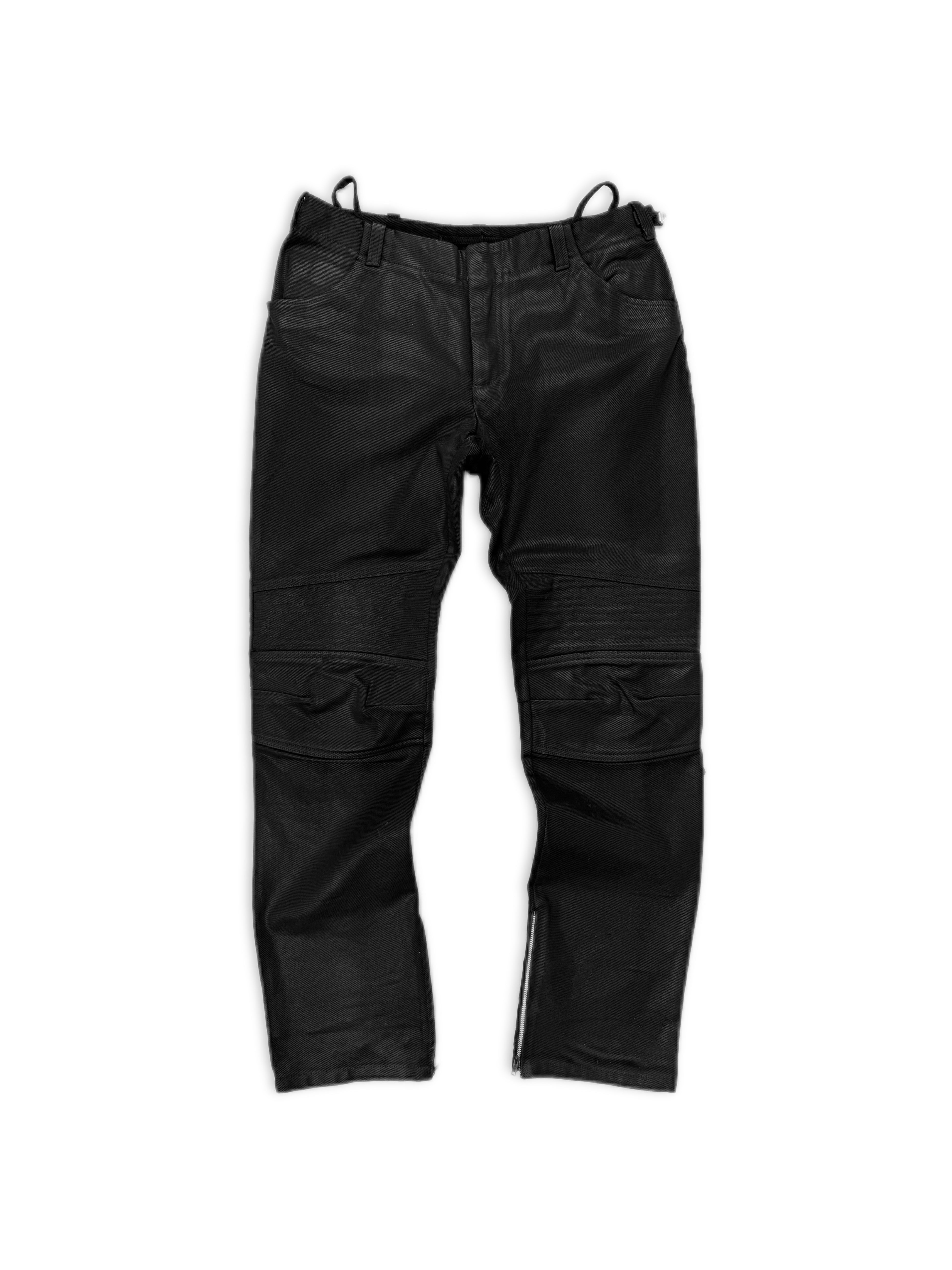 AW99 Helmut Lang Waxed Black Astro Biker Denim Pants