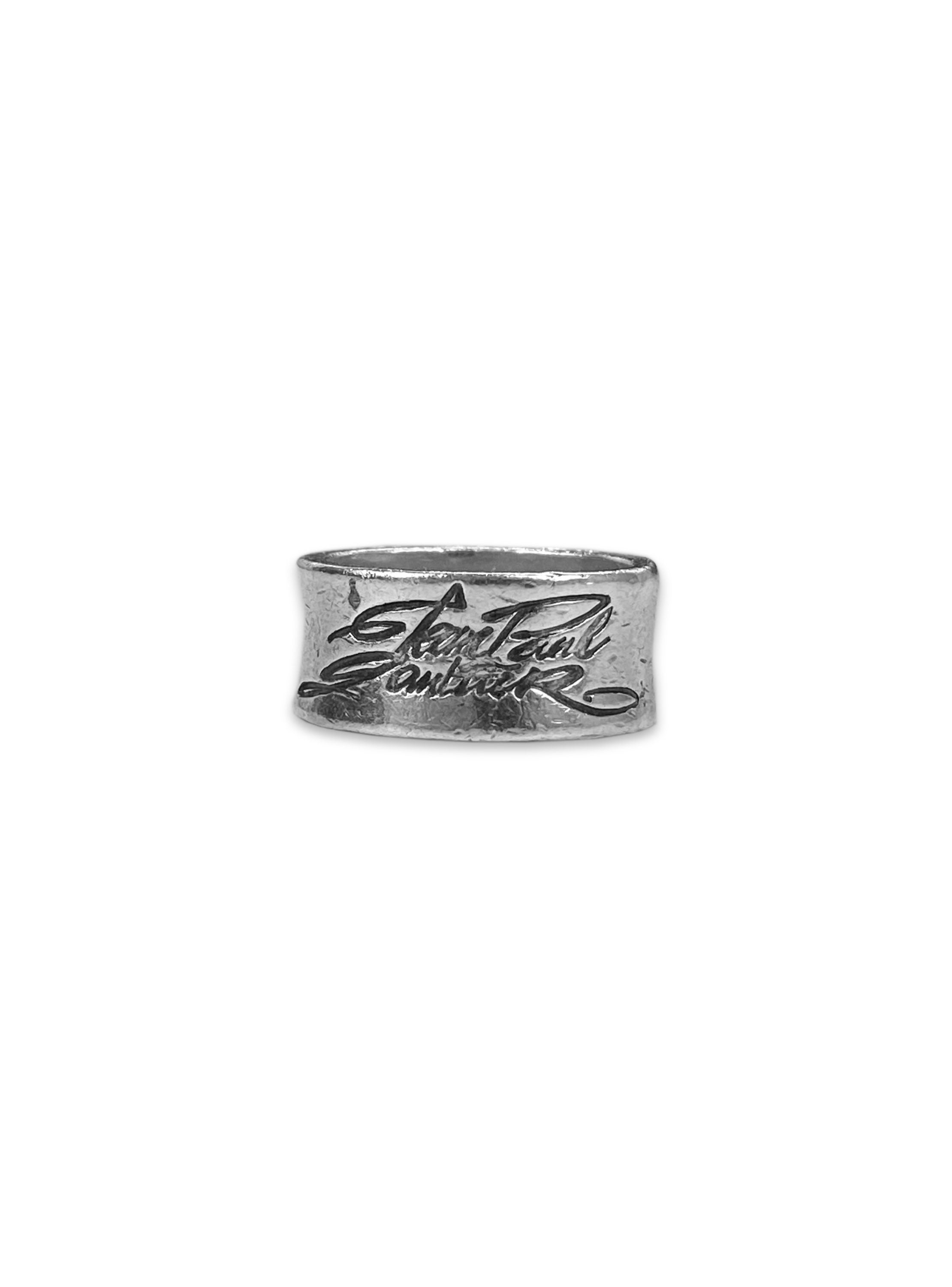 Jean Paul Gaultier Etched Cursive Logo .925 Silver Ring