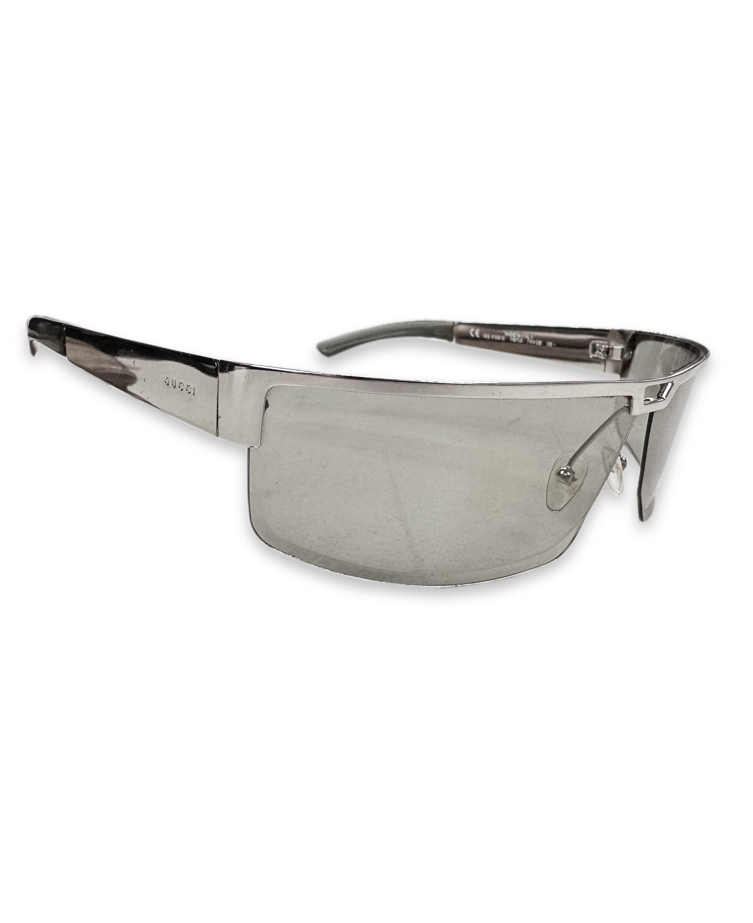 00s Gucci Silver Frame Rimless Logo Sunglasses
