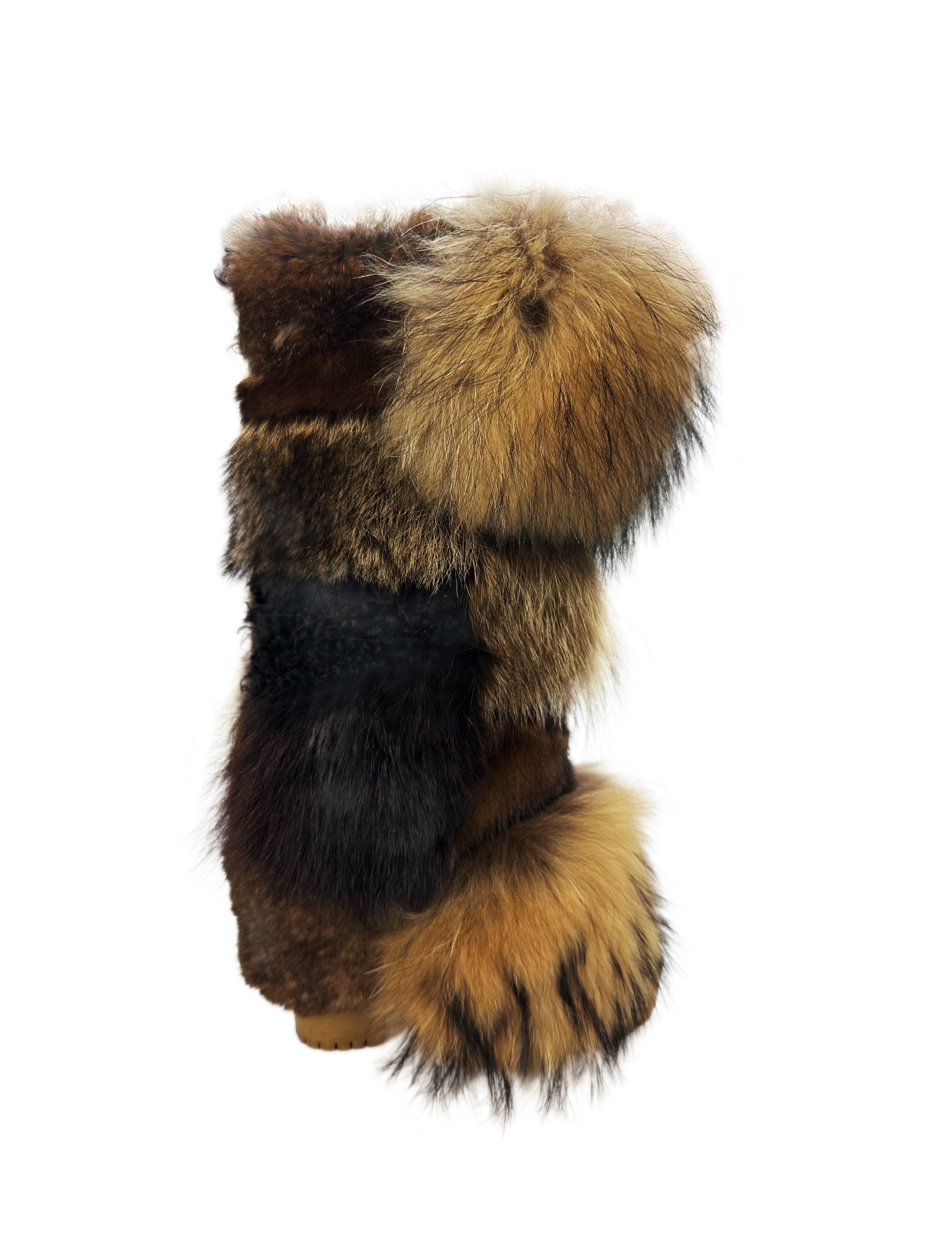 00s Dolce &amp; Gabbana ‘Mammoth’ Patchwork Leather Fur Boots