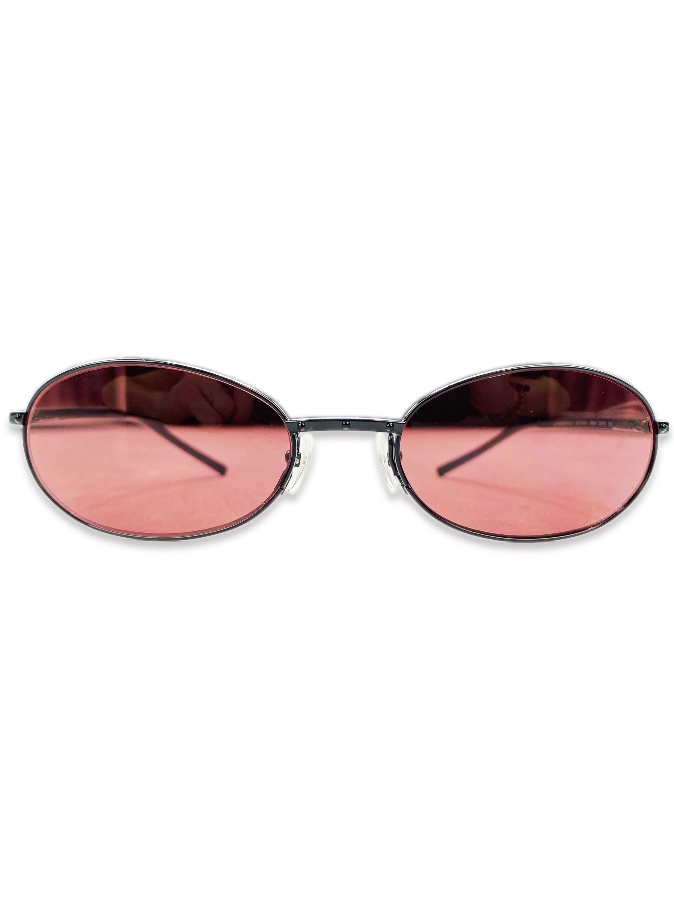 Gucci Rose Tint Rounded Metallic Frame Sunglasses