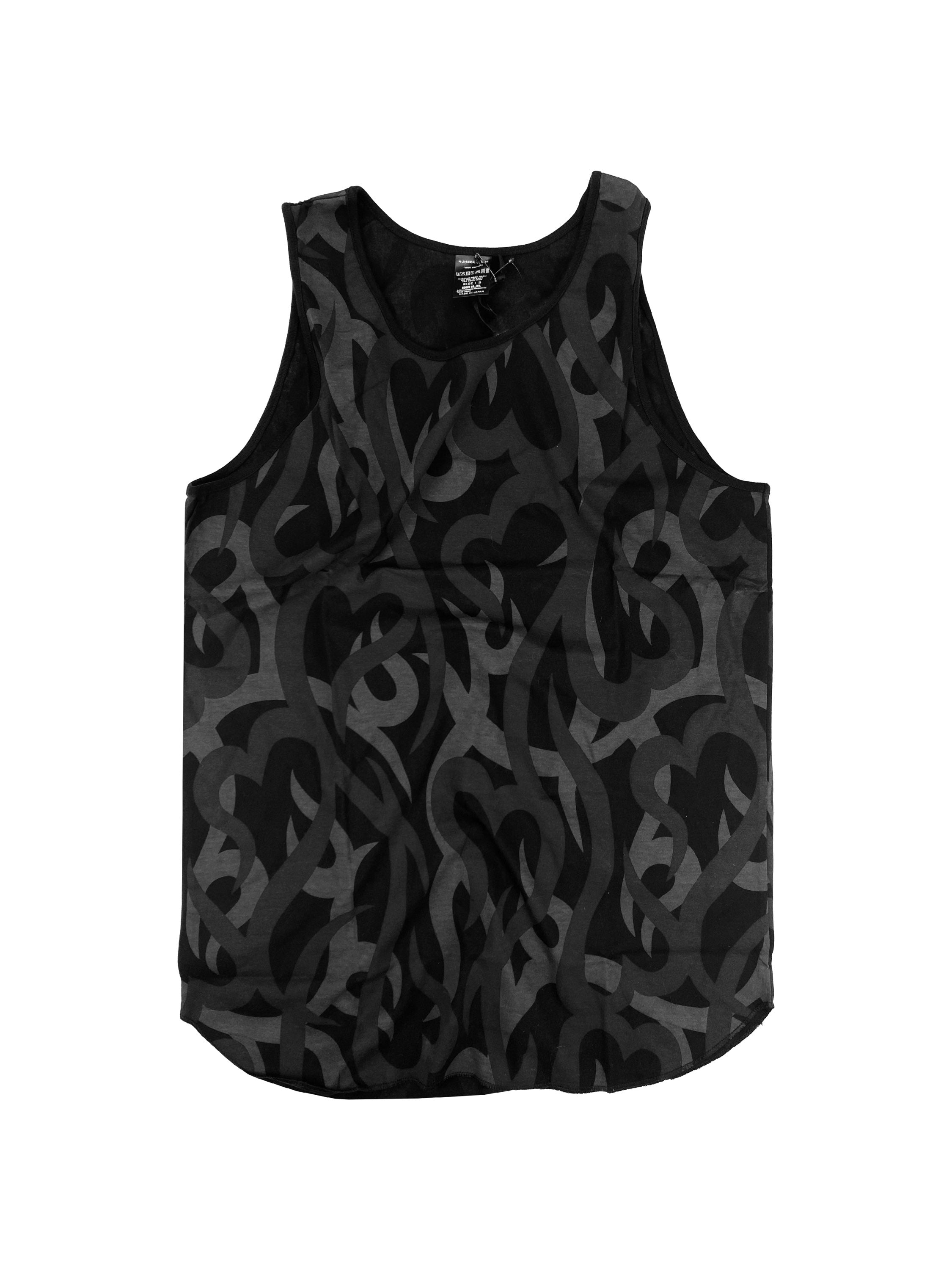Number (N)ine ‘Tribal’ Print Black Sleeveless Tank-top
