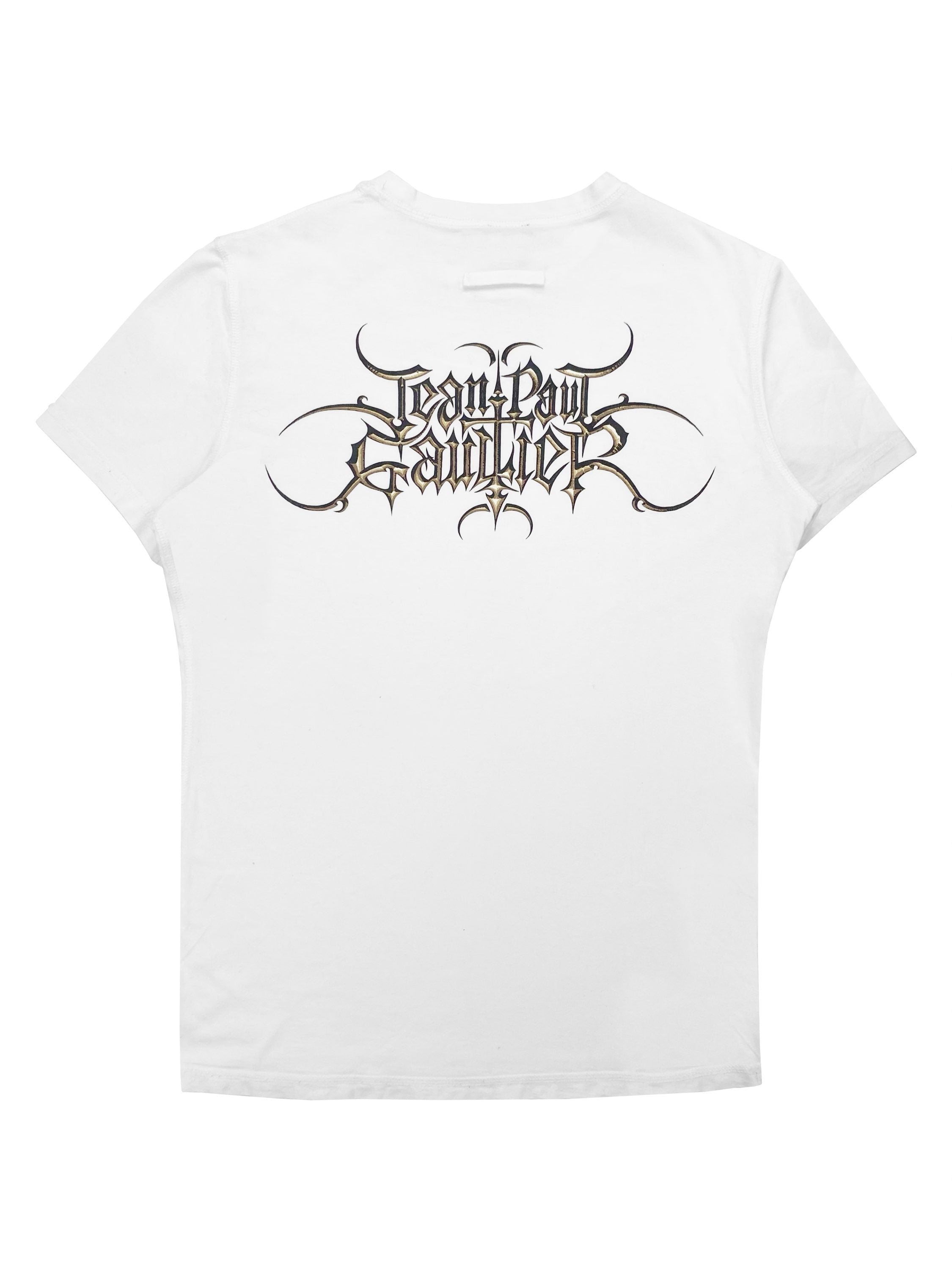 SS00 Jean Paul Gaultier Gothic Metal Logo White T-Shirt