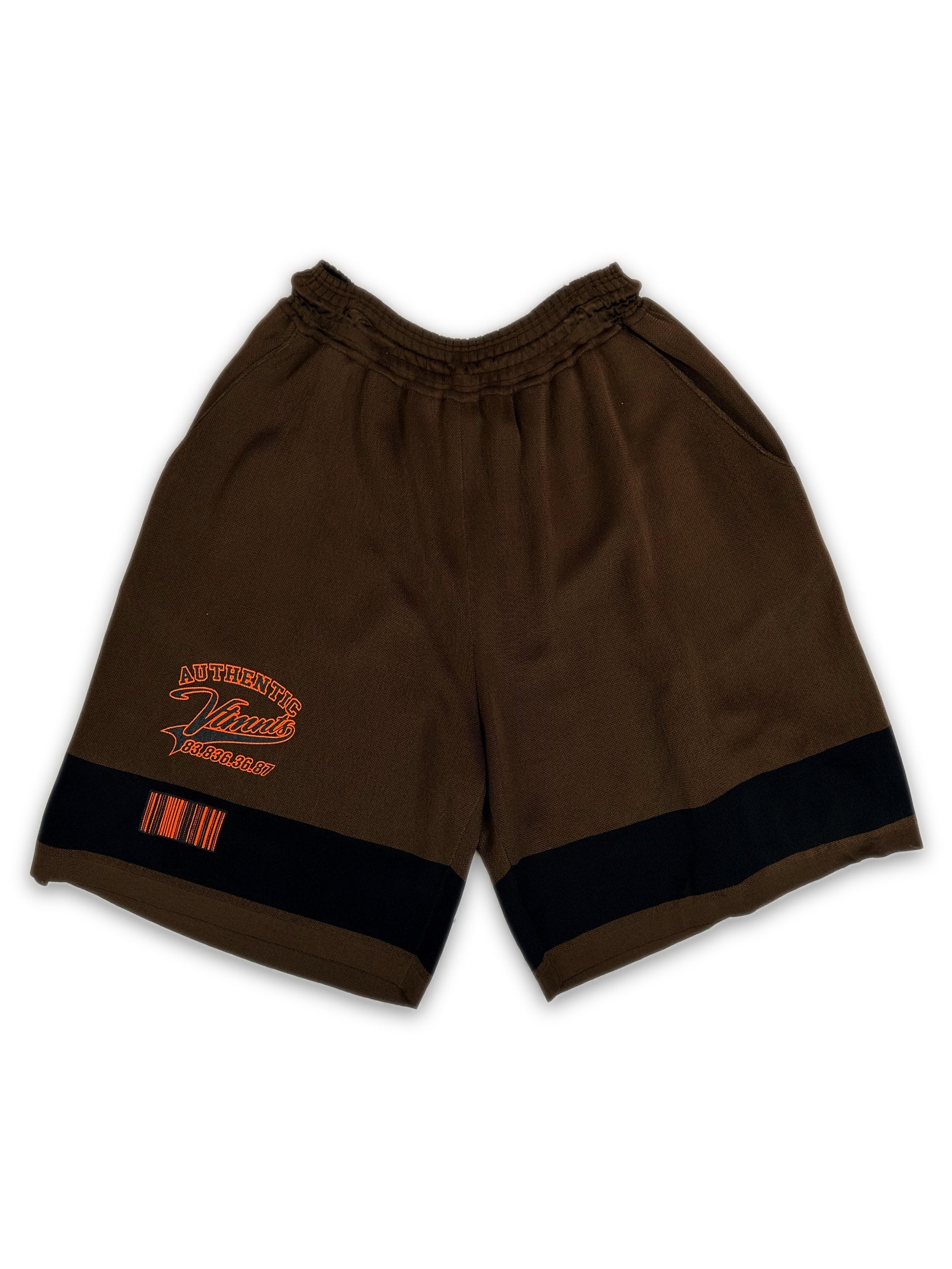 Vetements Brown ‘Barcode’ Motif Mesh Shorts