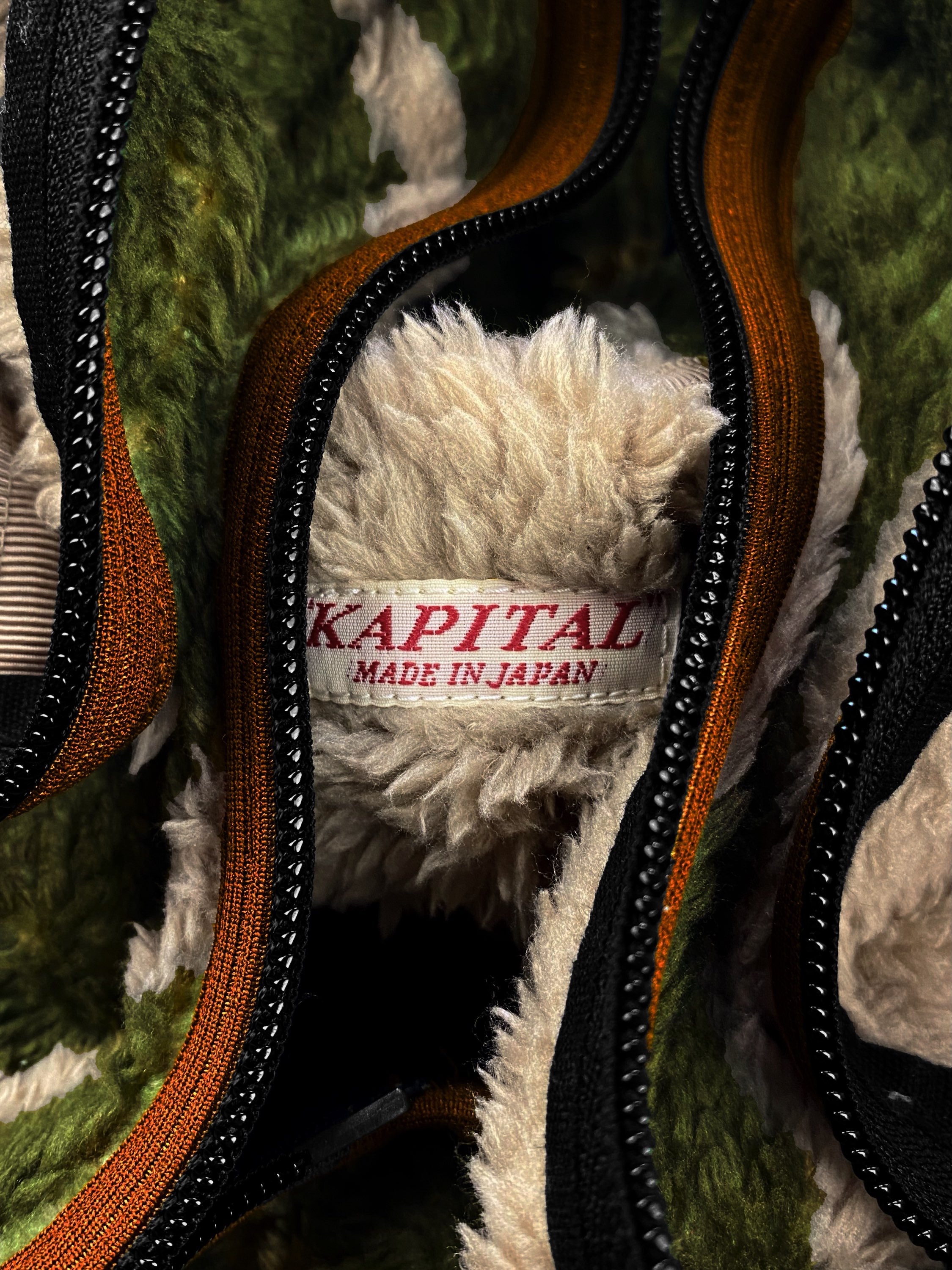 AW22 Kapital ‘Drunken’ Striped Full Zip Sherpa Fleece Jacket