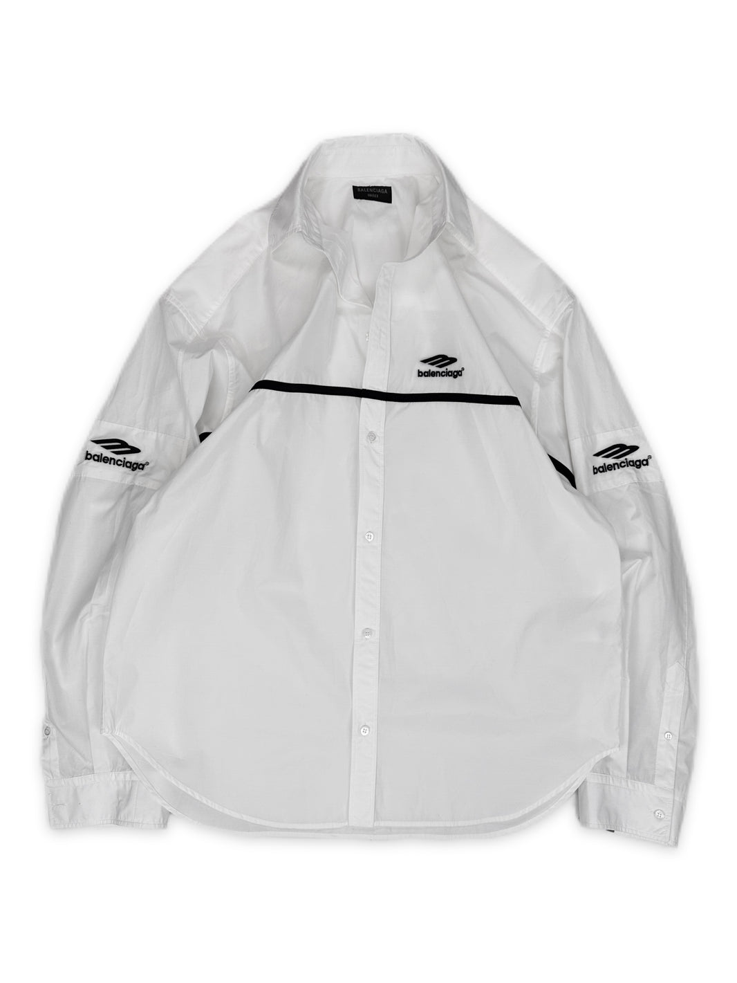 SS23 Balenciaga 3B Logo White Button Up Nylon Jacket