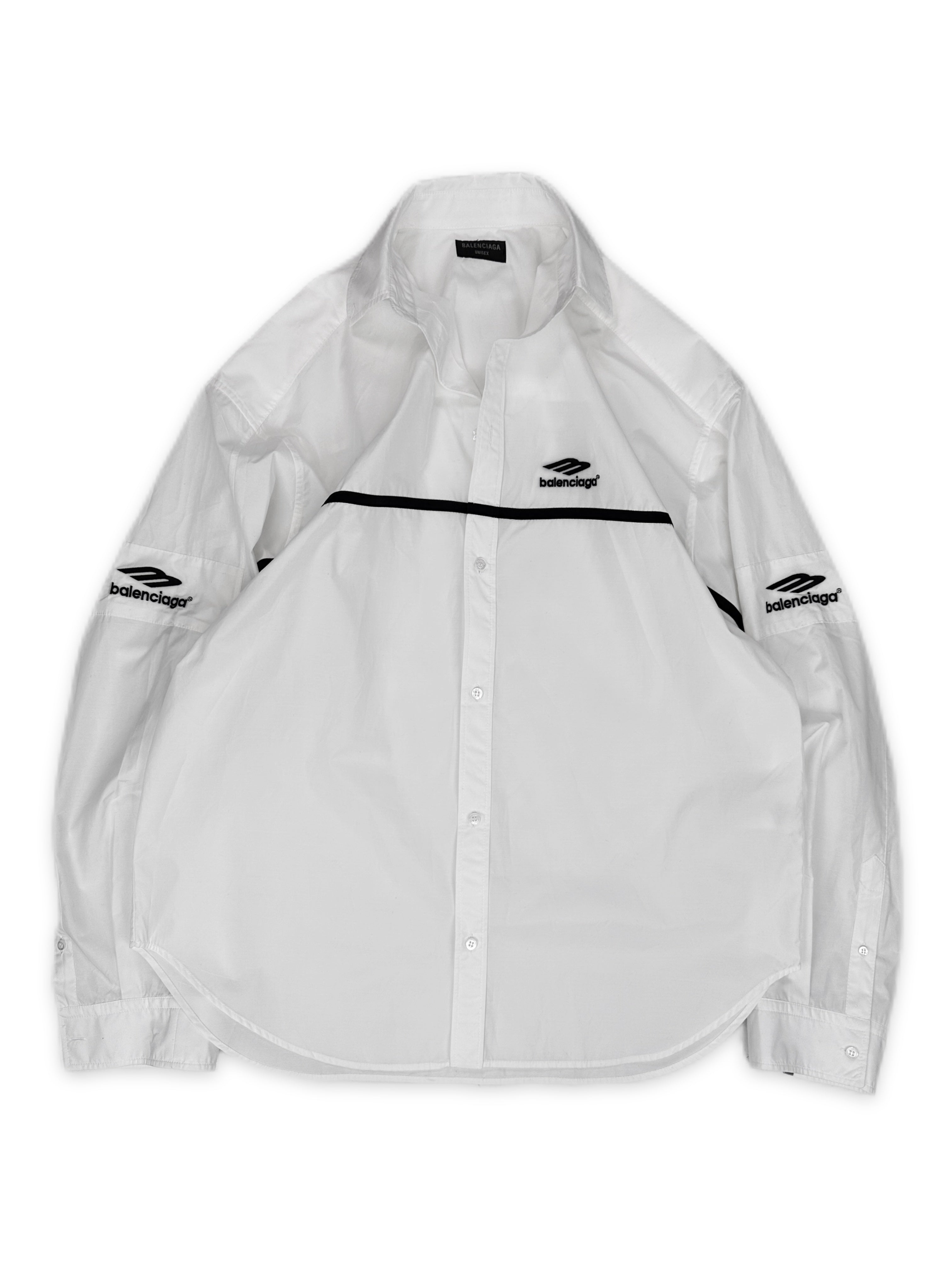 SS23 Balenciaga 3B Logo White Button Up Nylon Jacket