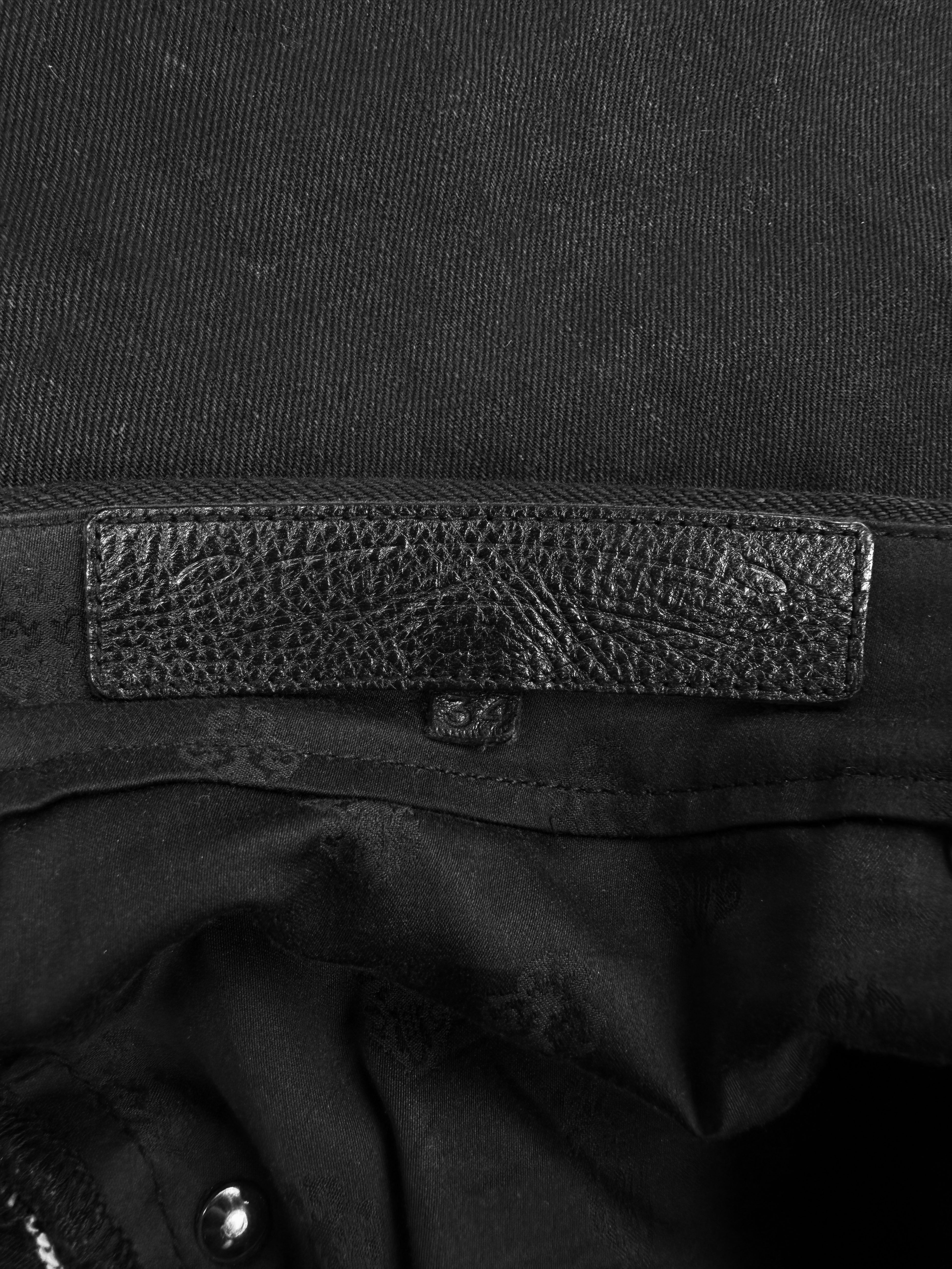 Chrome Hearts Flared 5 Leather Cross Patch Black .925 Silver Denim Jeans