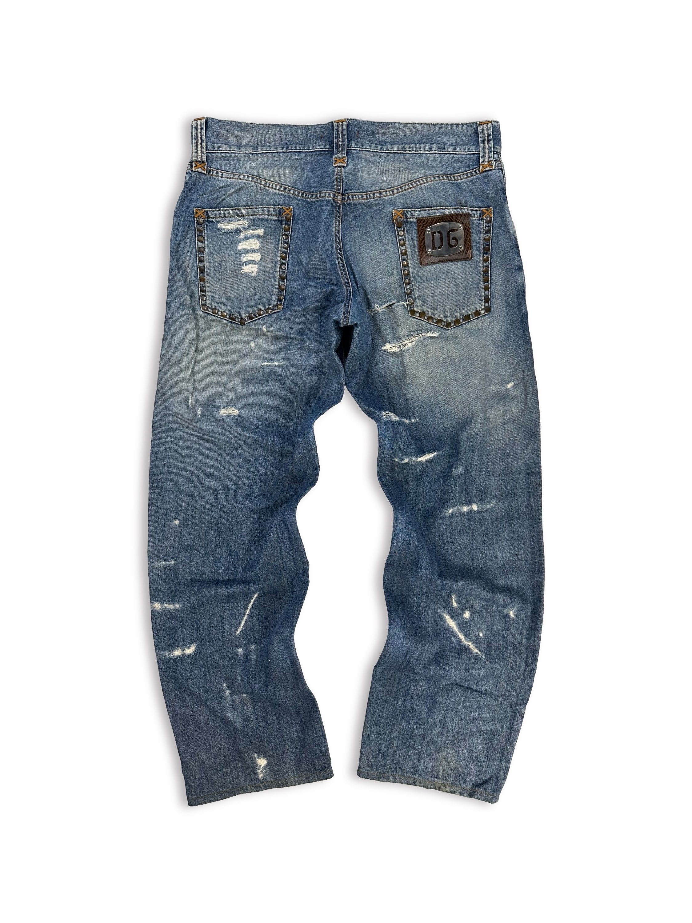 AW04 Dolce &amp; Gabbana ‘Forever’ Studded Spell Out Denim