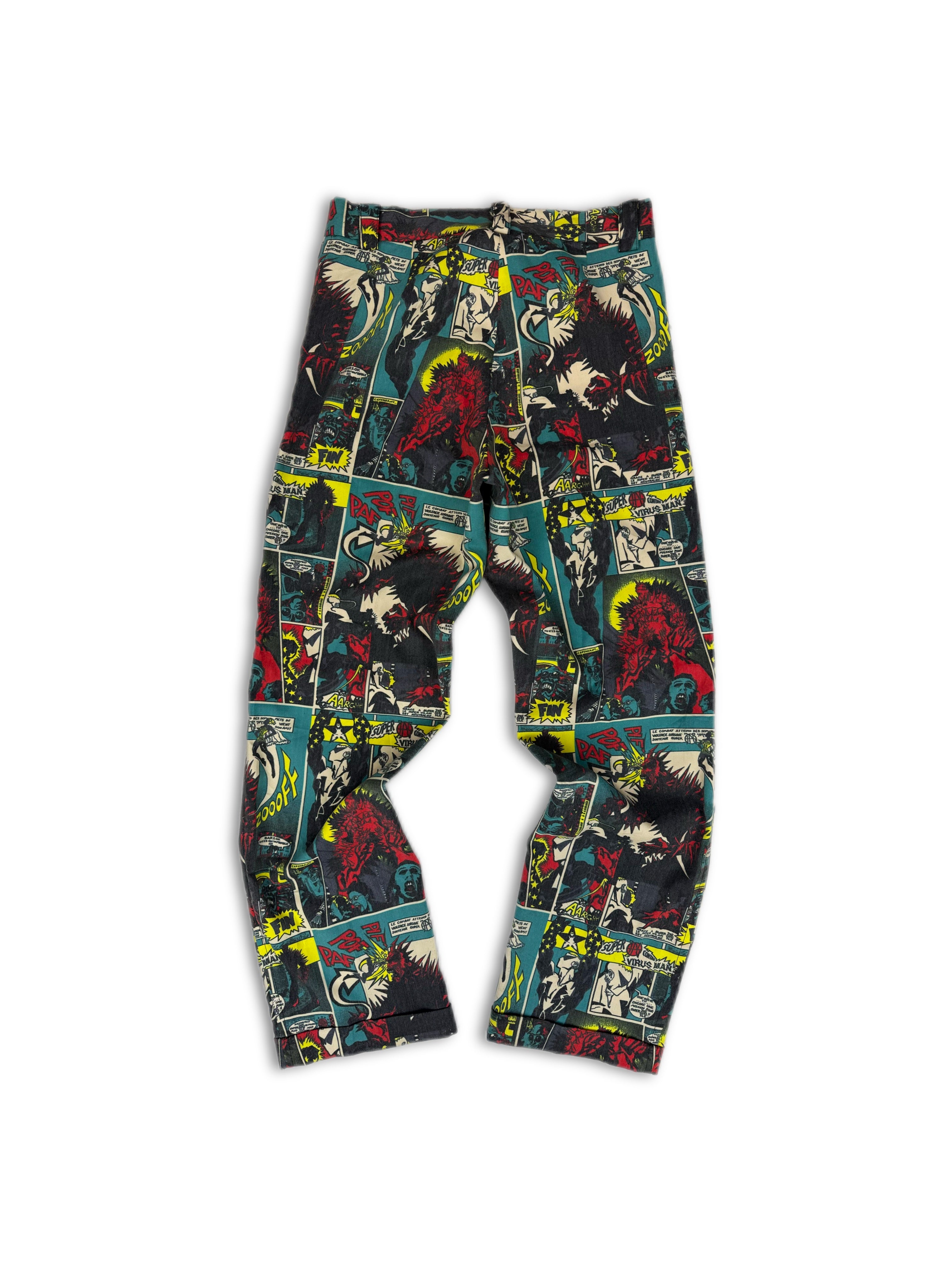 AW95 Jean Paul Gaultier ‘Comic’ Print Boot Cut Pants
