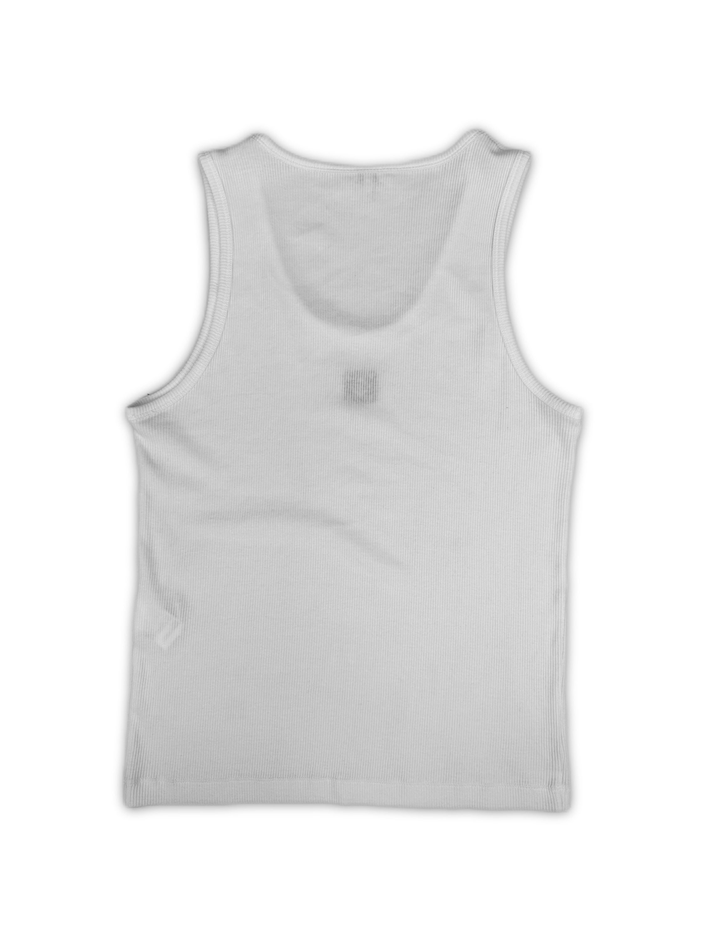 SS23 Loewe Anagram White Ribbed Embroidered Chest Logo Tank-top