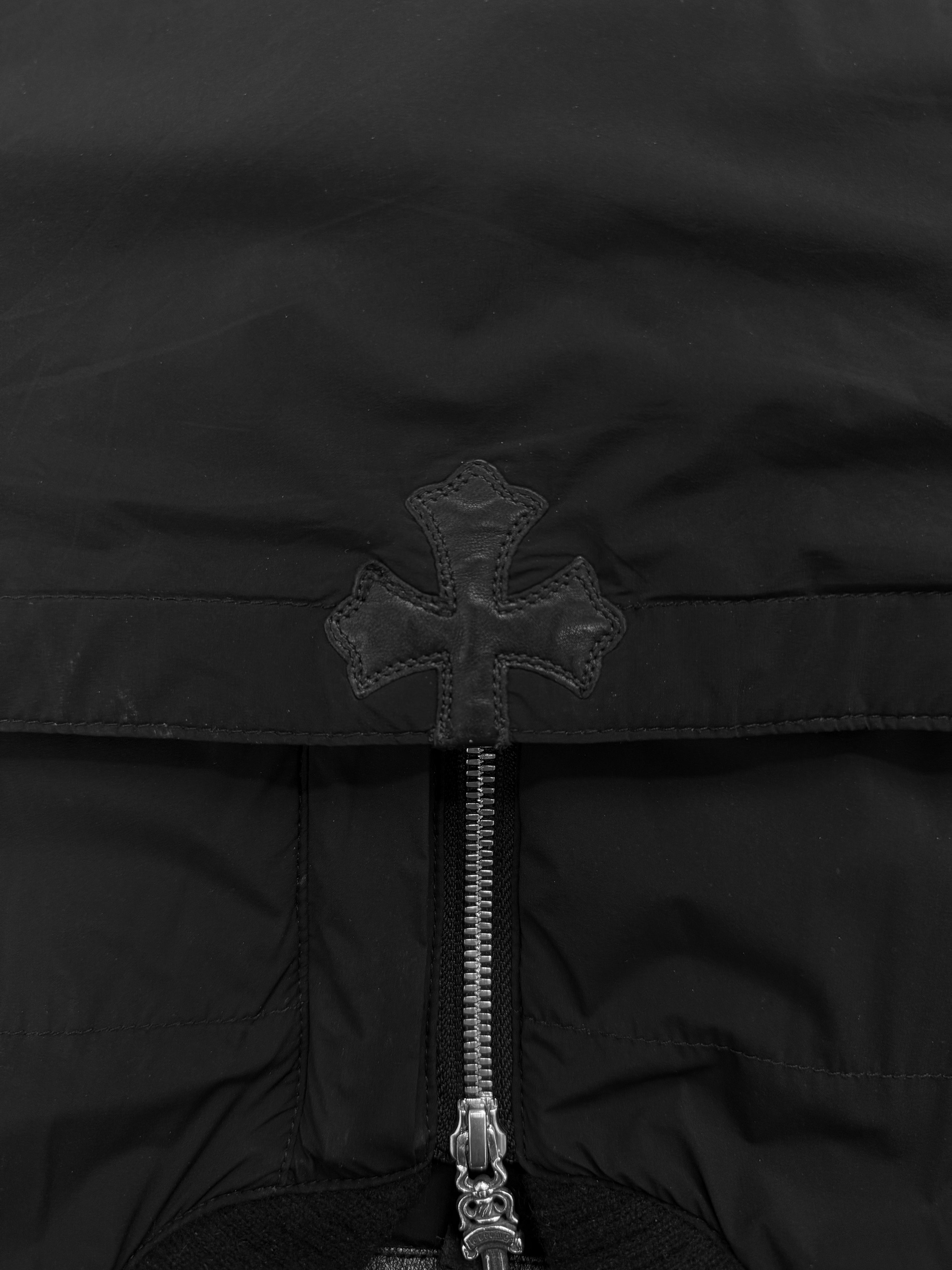Chrome Hearts Triple Leather Cross Patch Padded Silk Dagger Zip Vest