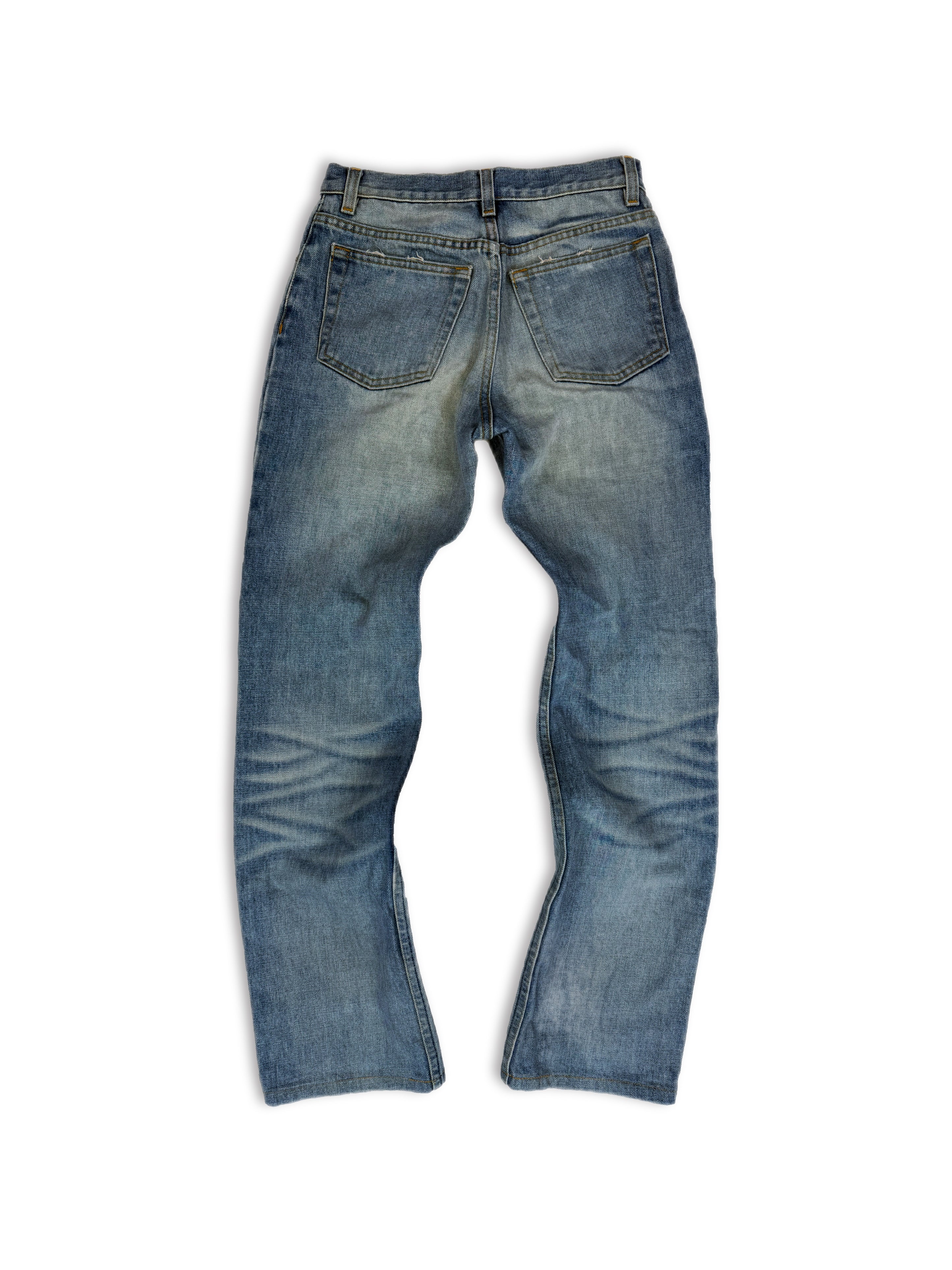 90s Helmut Lang Vintage Sanded Broken Wash Blue Denim
