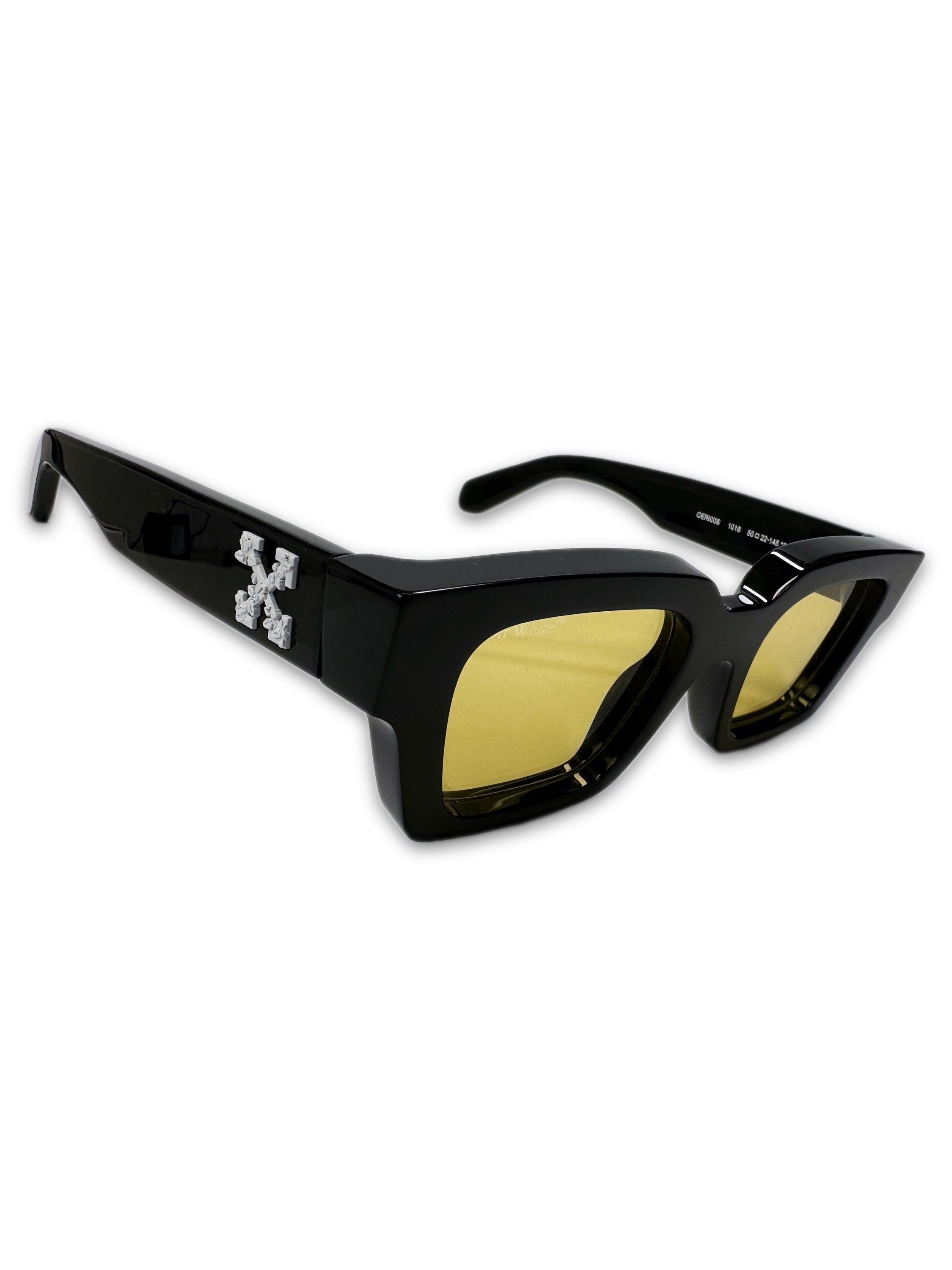 Off-White ‘Manchester’ Black Boxy Frame Green Tint Sunglasses