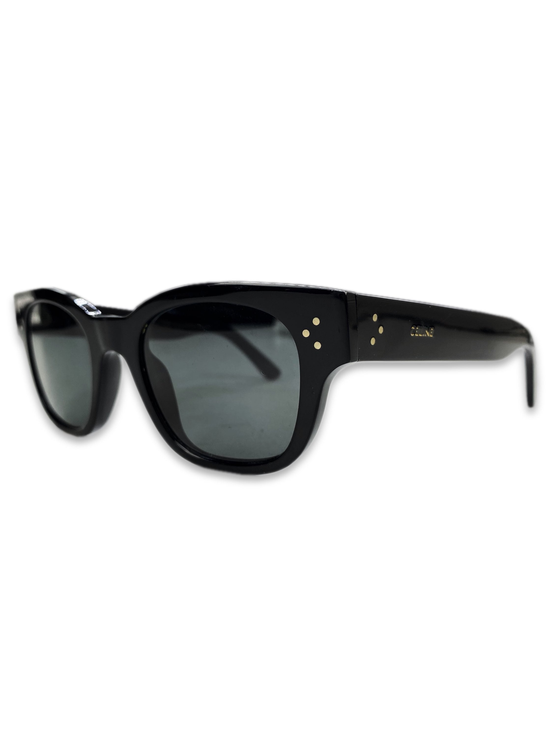 Celine Paris Black Glossy Metallic Dark Tint Wayfarer Sunglasses
