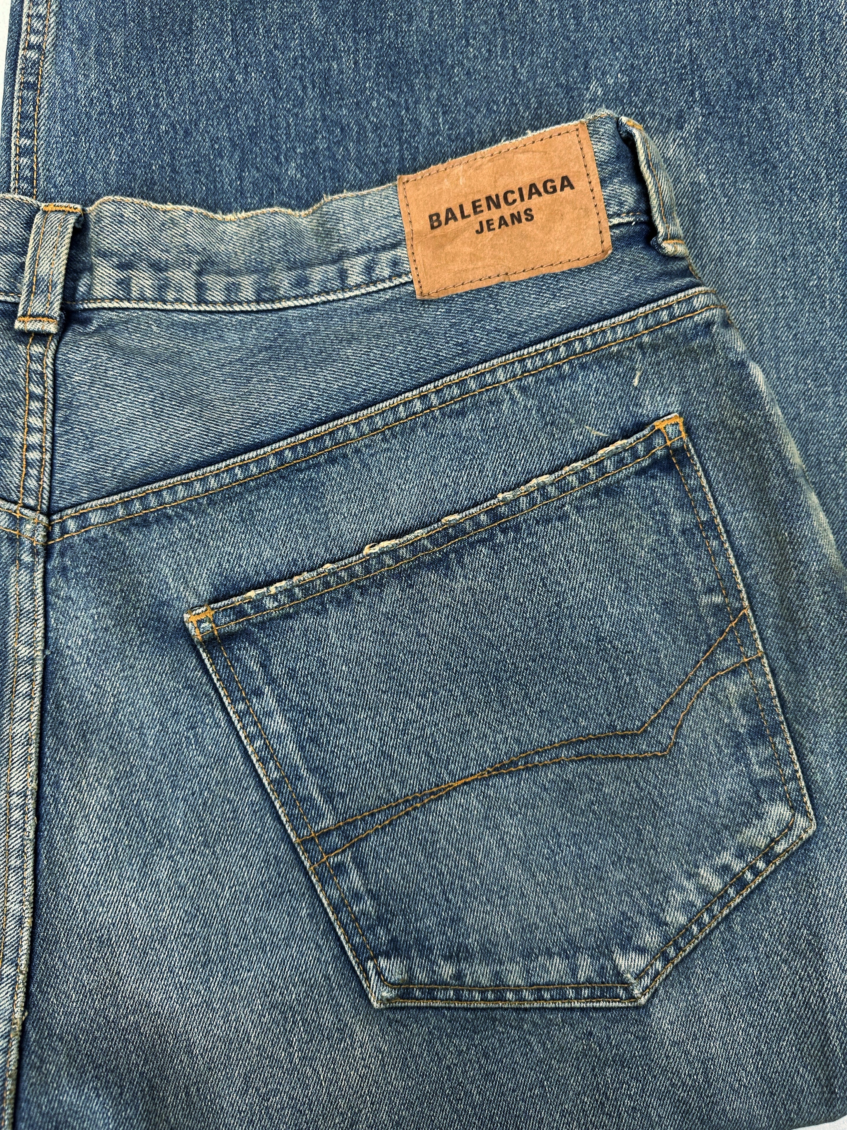 AW22 Balenciaga 360° Waxed Baggy ‘Liquid Denim’ Blue Wash Jeans