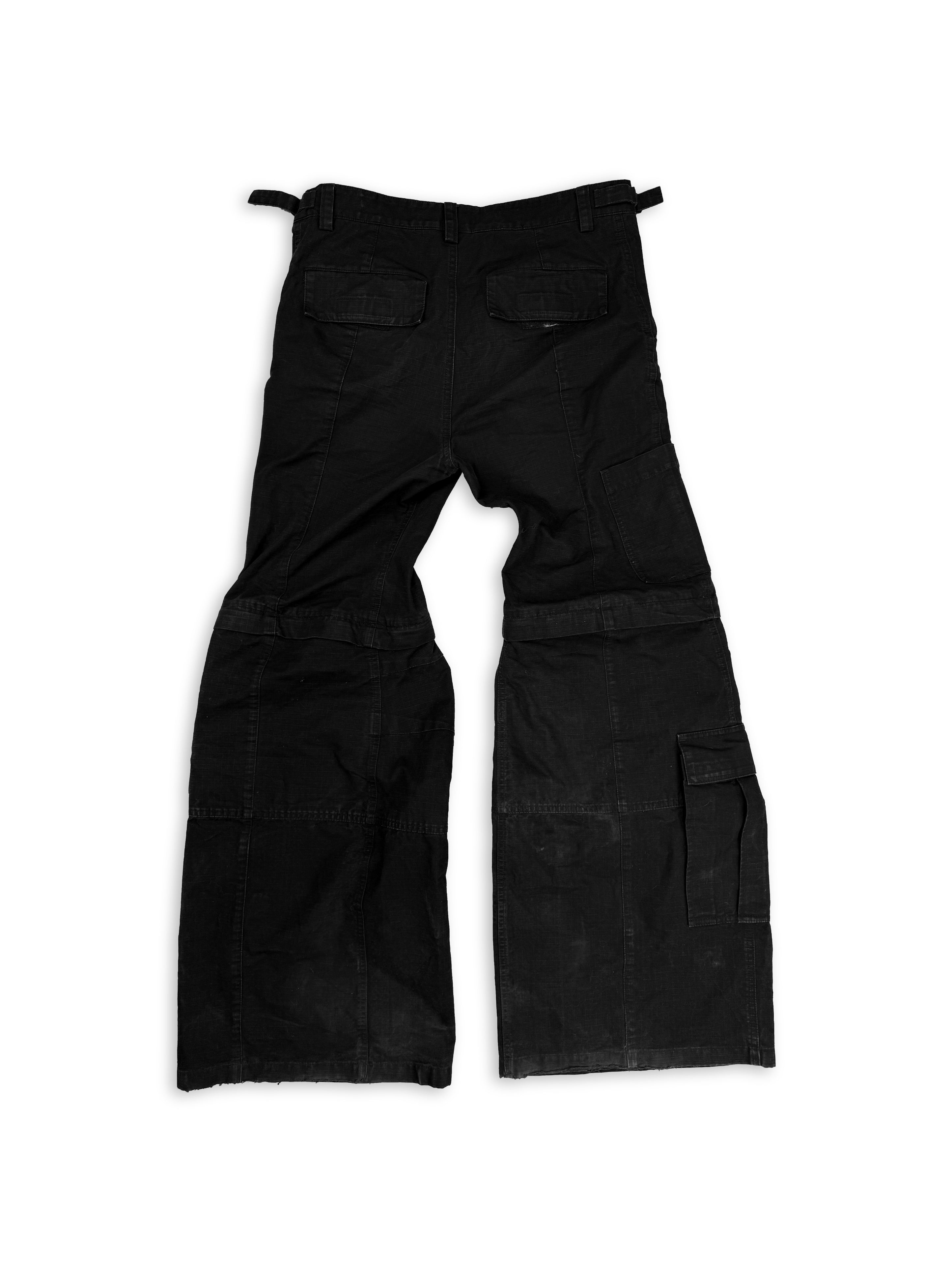 AW23 Balenciaga Flared Convertible Black Multi Pocket Cargo Pants