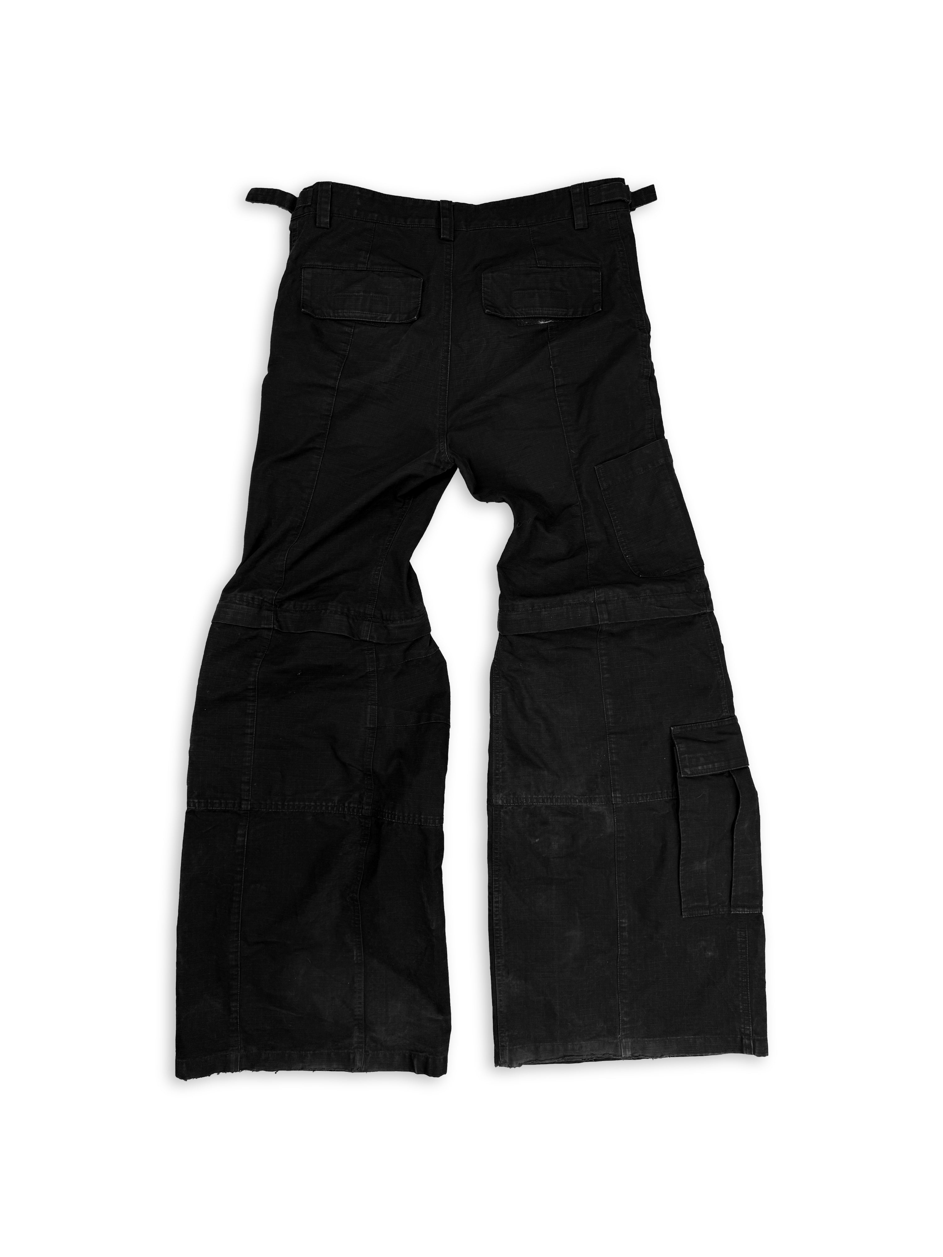AW23 Balenciaga Flared Convertible Black Multi Pocket Cargo Pants