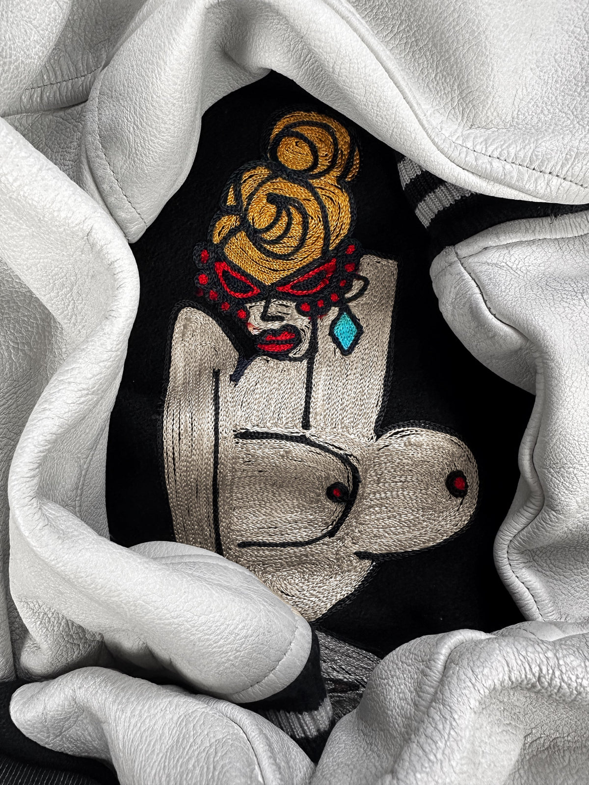 90s Hysteric Glamour ‘Naked Woman’ Showgirl Embroidered Varsity Jacket
