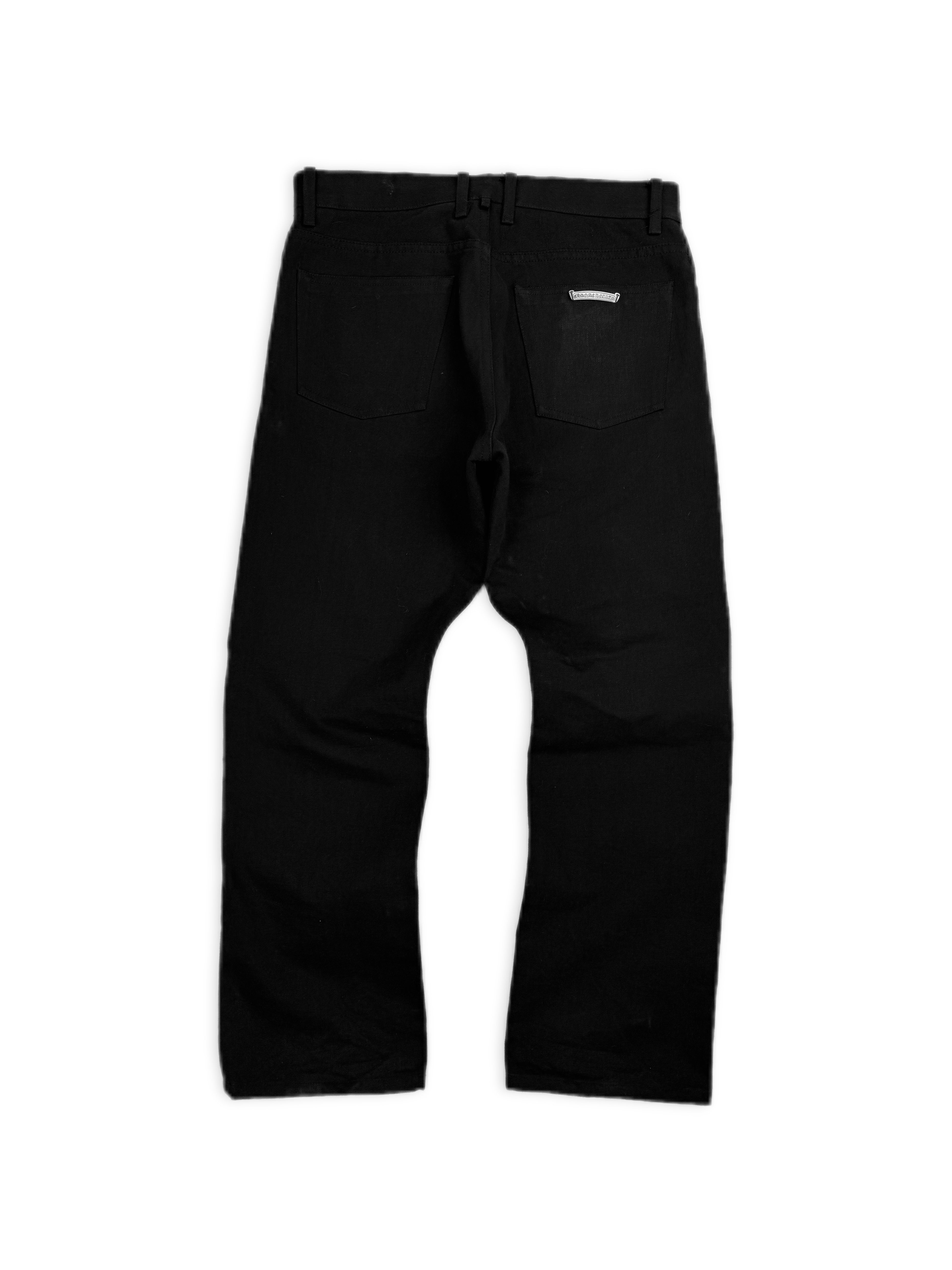 Chrome Hearts Boot Cut Fleur Knee .925 Silver Black Denim Jeans