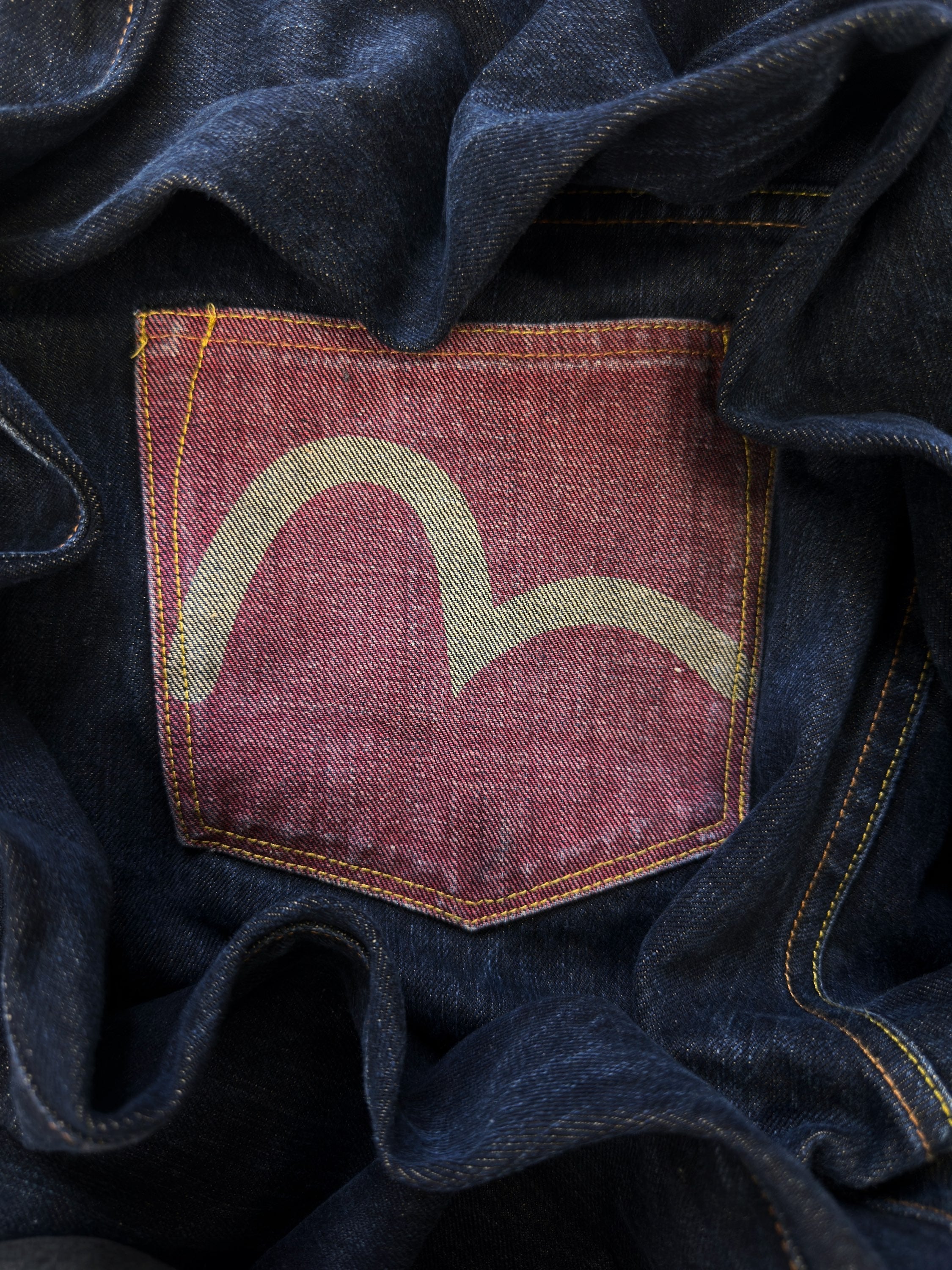 00s Evisu No.3 ‘Seagull’ Logo Hand Painted Wide Cut Denim