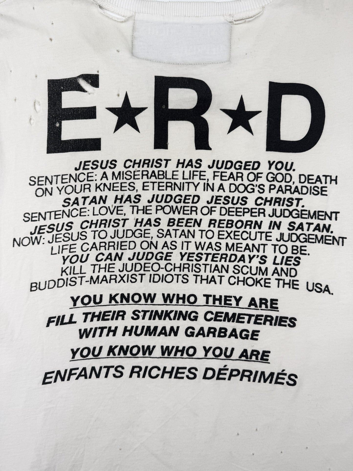 SS16 Enfants Riches Deprimes ‘Jesus Judged You’ Distressed Slogan Tank Top