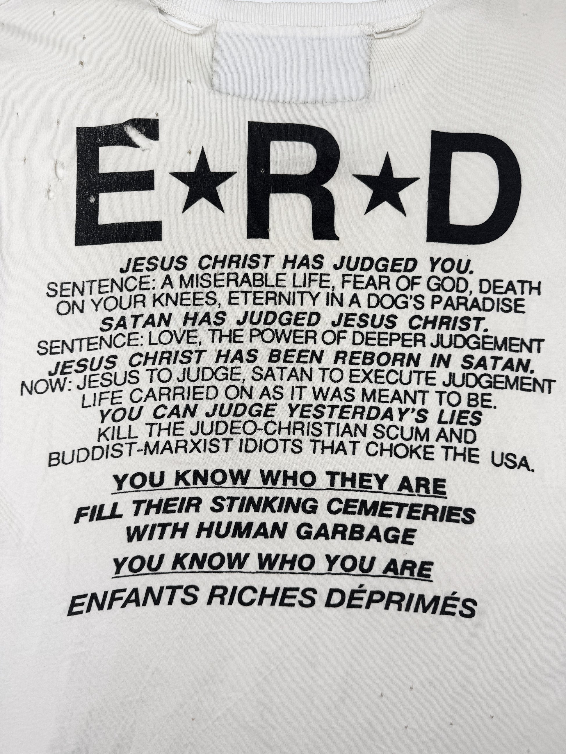 SS16 Enfants Riches Deprimes ‘Jesus Judged You’ Distressed Slogan Tank Top