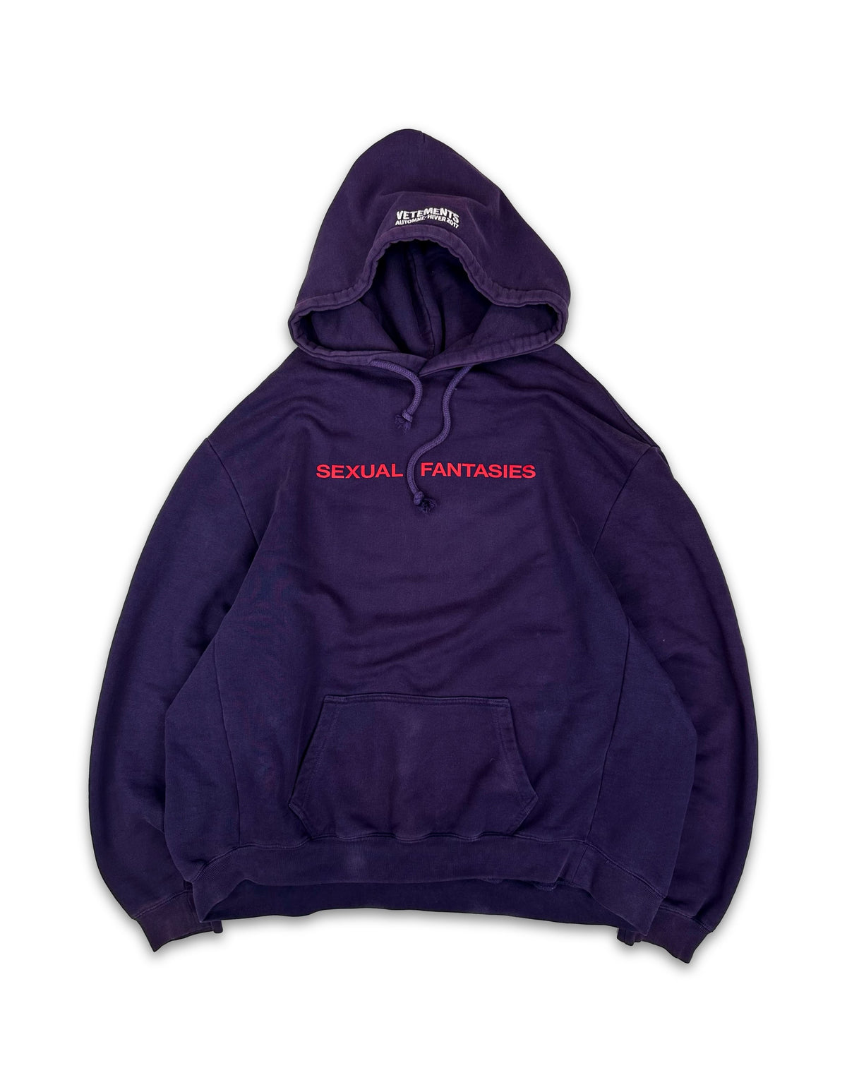 AW16 Vetements Homme ‘Sexual Fantasies’ Purple Slogan Hoodie