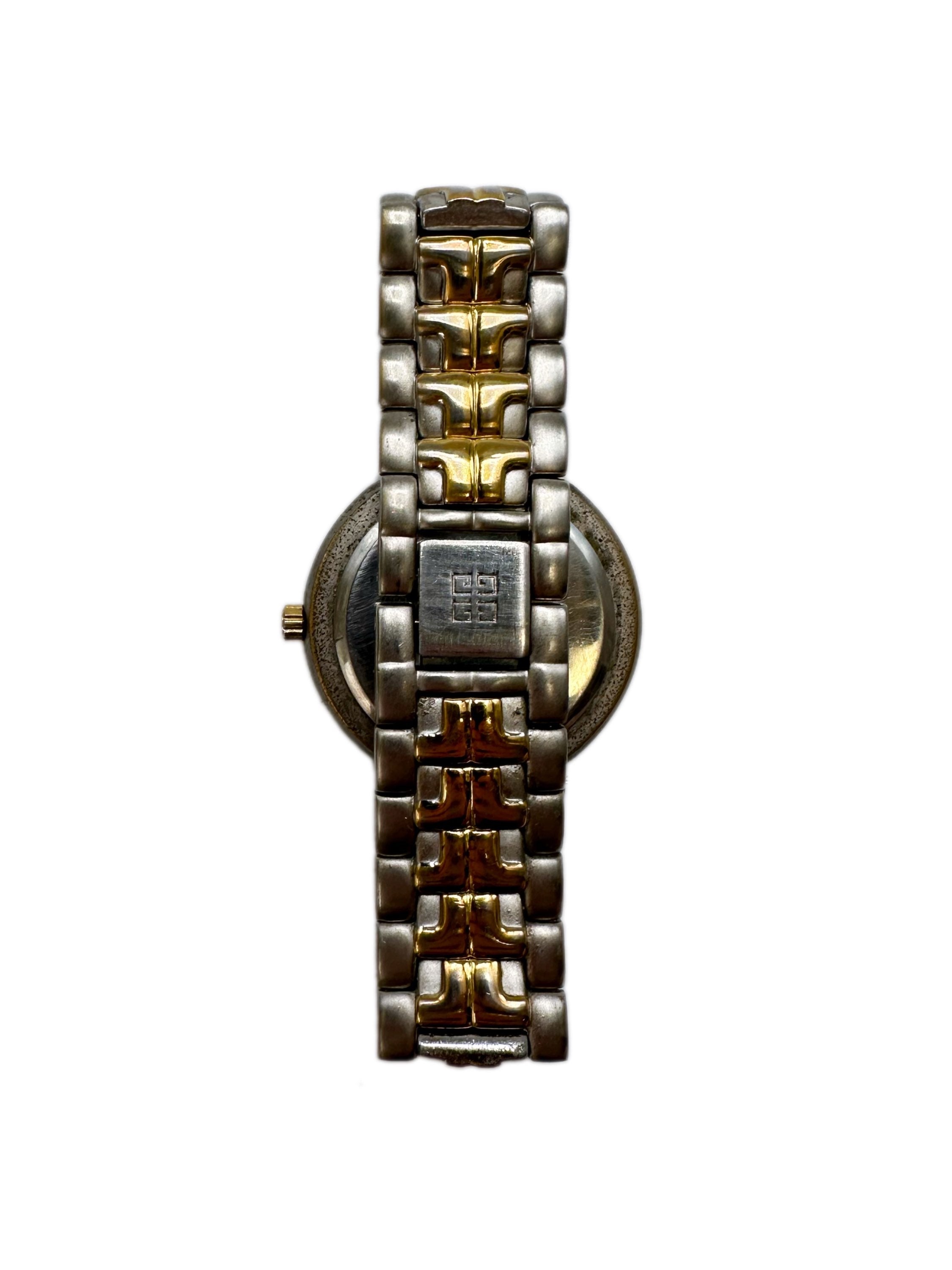 90s Givenchy Two Tone White Face Metallic Wrist Watch