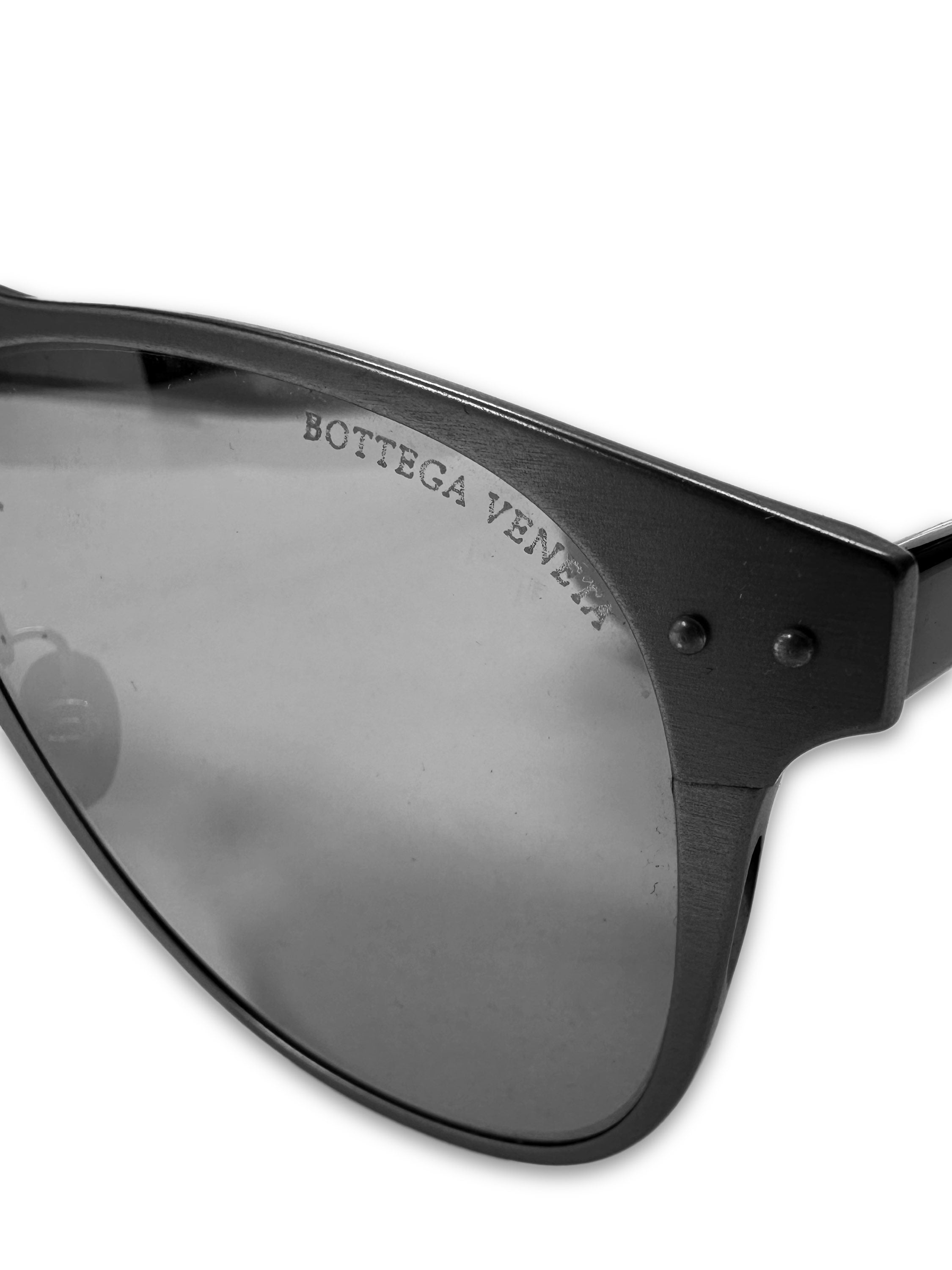 Bottega Veneta Silver Metallic Frame Aviator Sunglasses