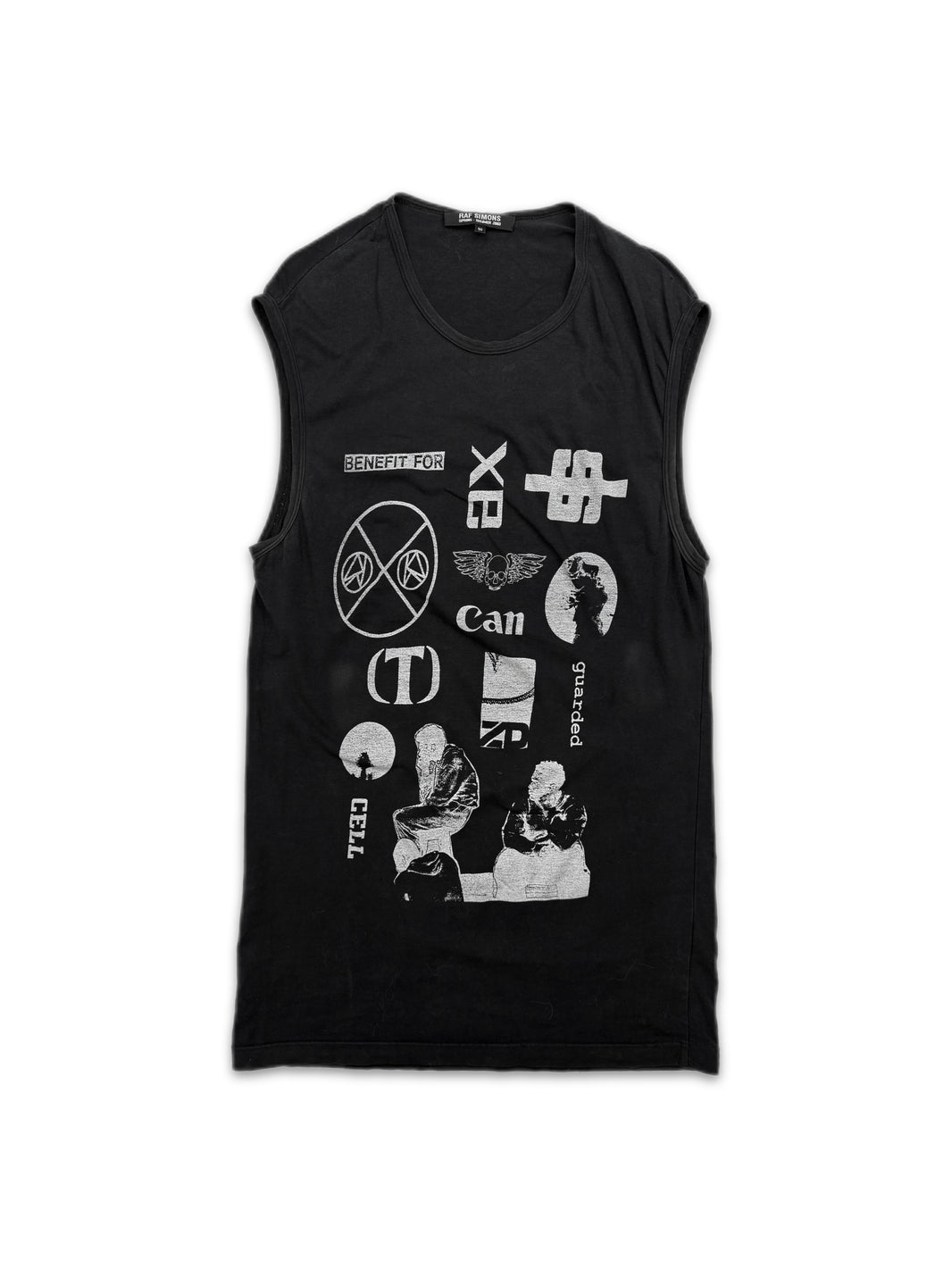 SS03 Raf Simons Consumed ‘Cell’ Black Graphic Tank-top