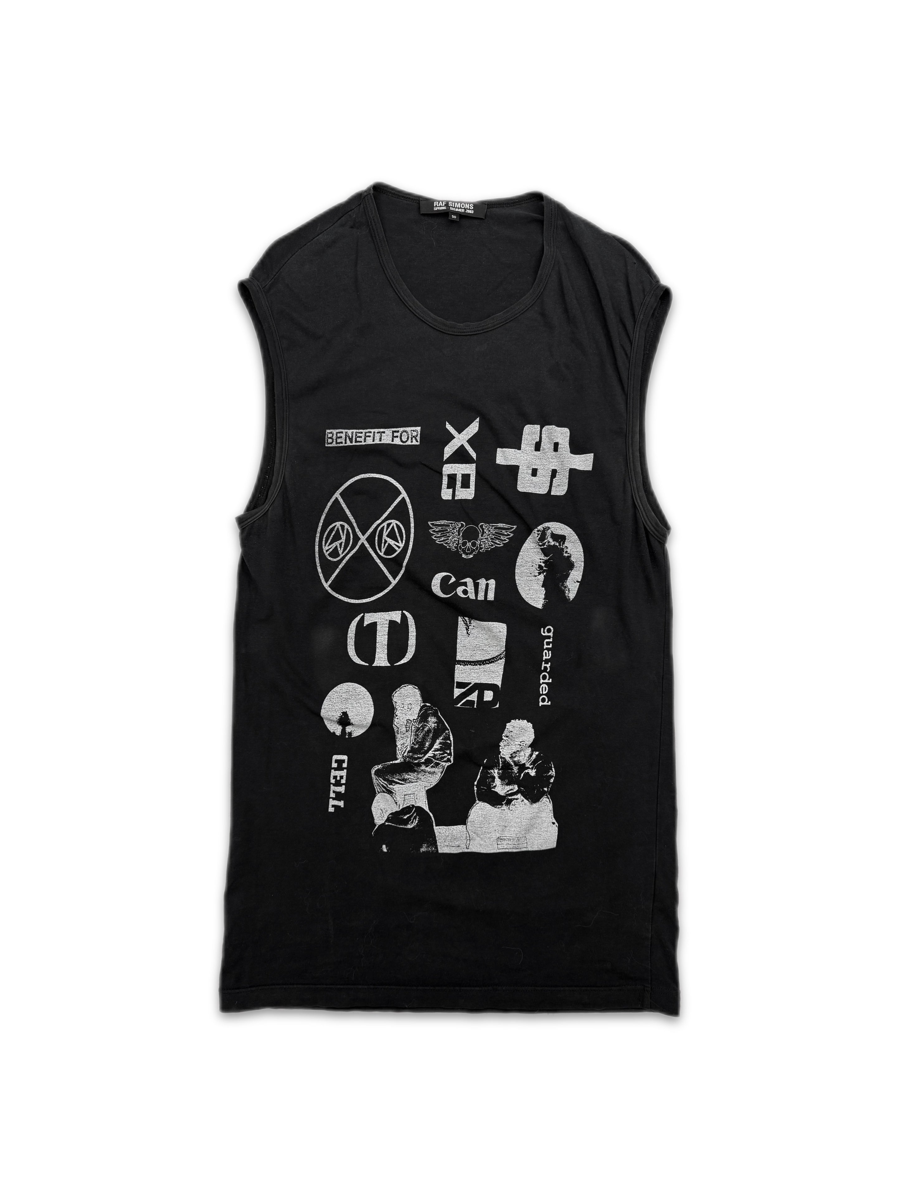 SS03 Raf Simons Consumed ‘Cell’ Black Graphic Tank-top