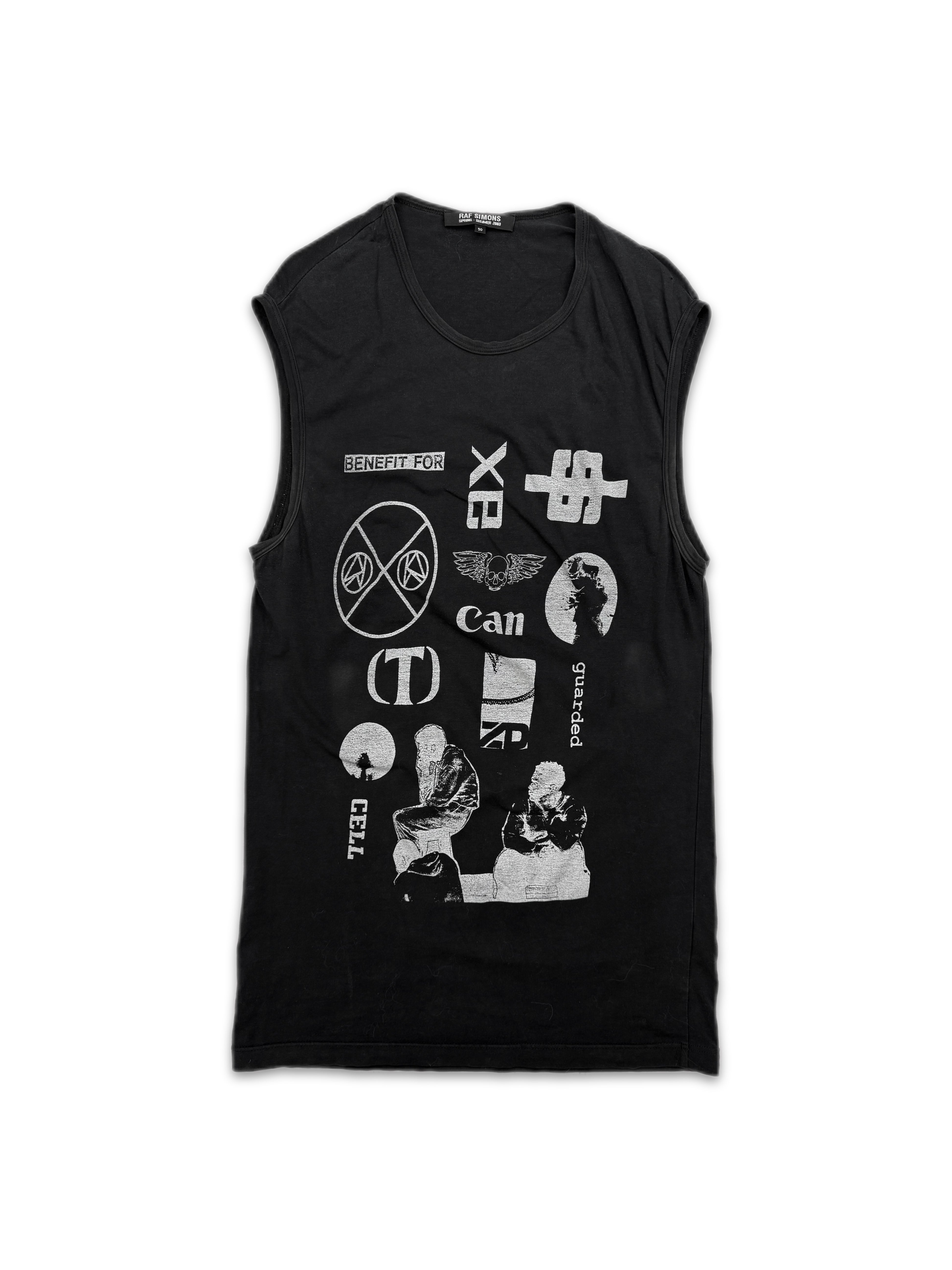 SS03 Raf Simons Consumed ‘Cell’ Black Graphic Tank-top