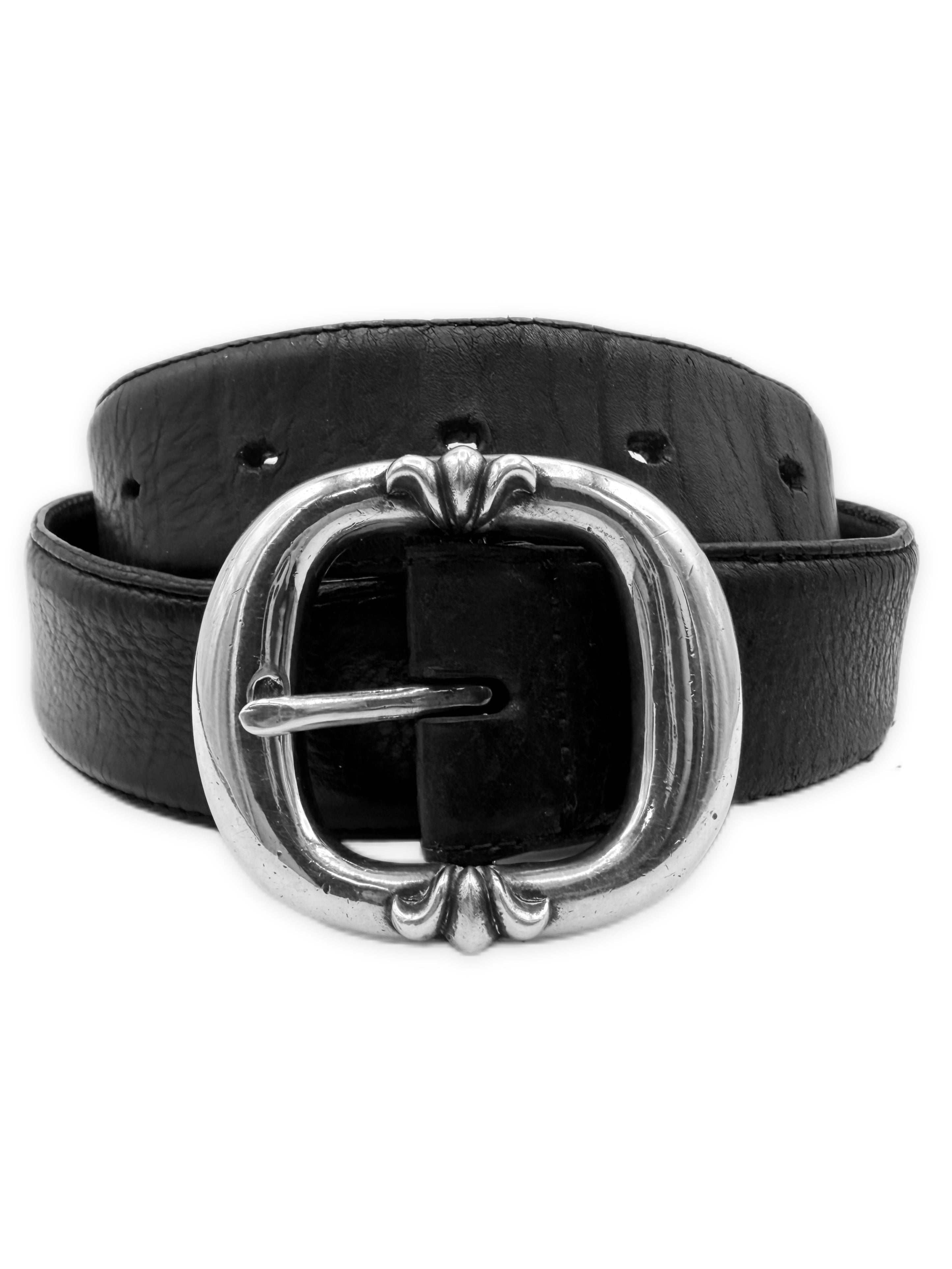 Chrome Hearts Black Gunslinger .925 Silver Leather Belt