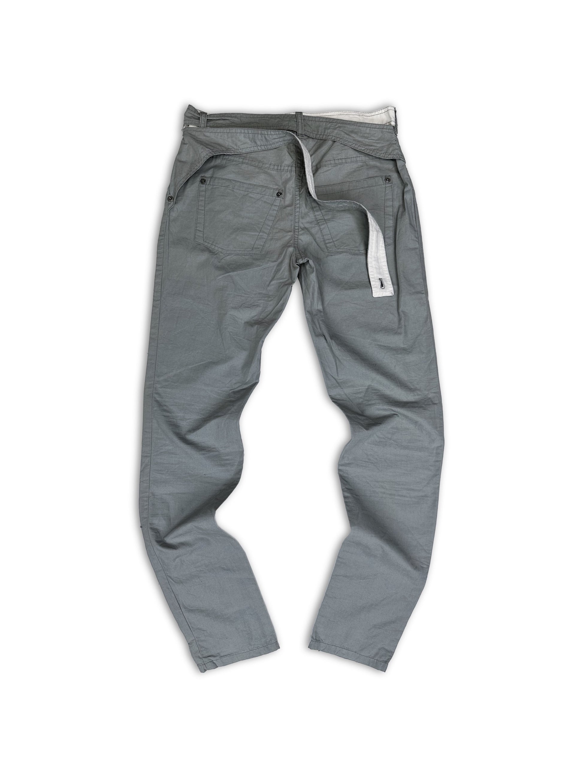 SS01 Huessin Chaylayan Belt Wrap Grey Straight Cut Pants