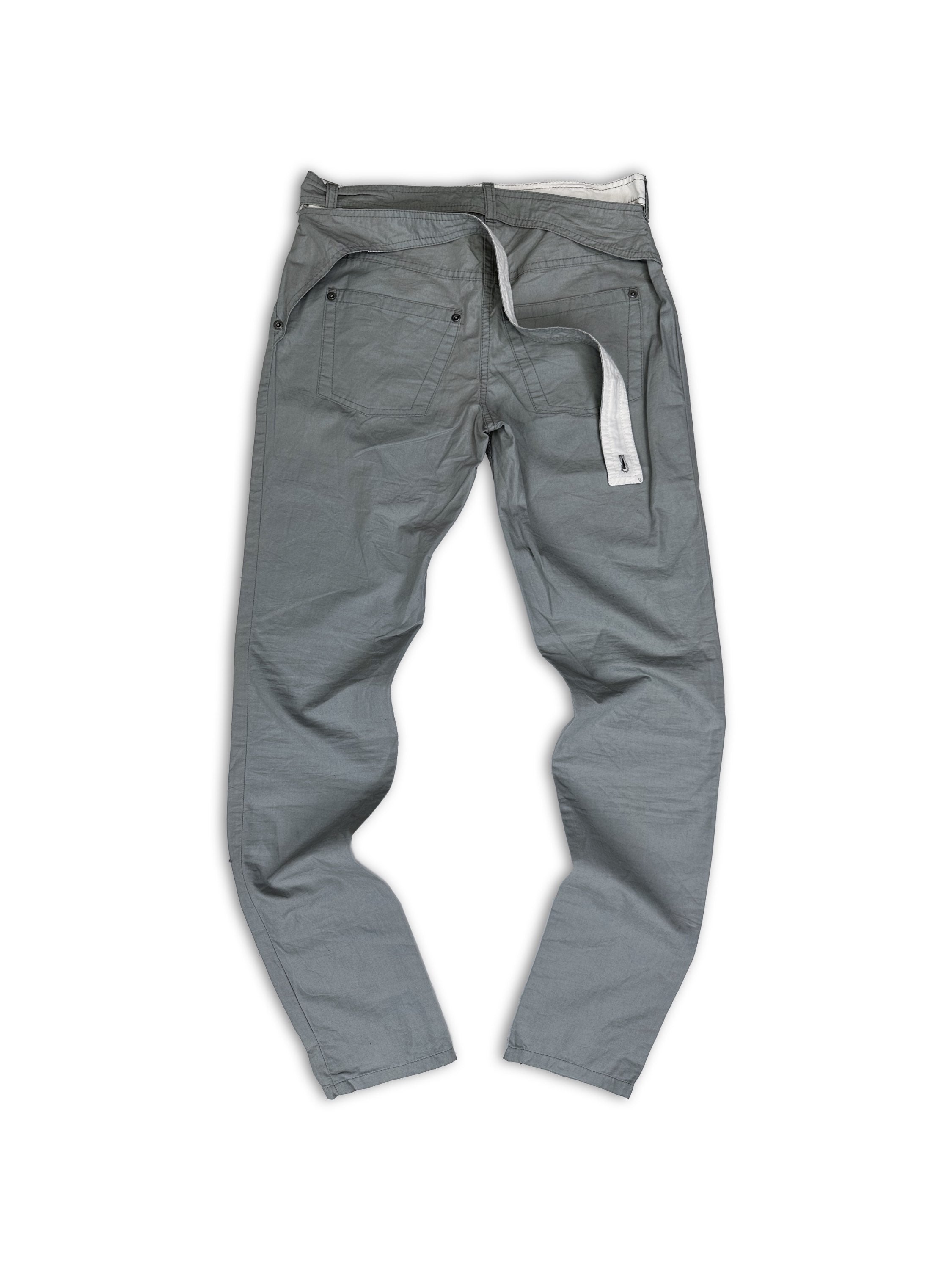 SS01 Huessin Chaylayan Belt Wrap Grey Straight Cut Pants