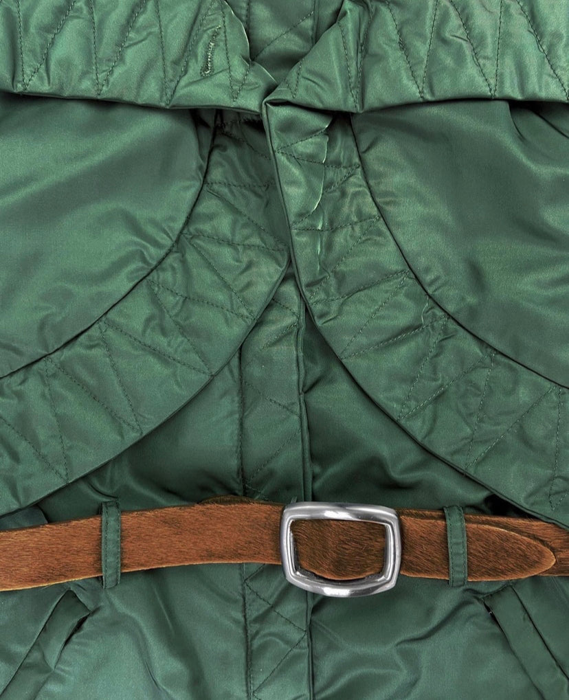Alexander McQueen McQ Flared Collar Fur Belt Padded Jacket