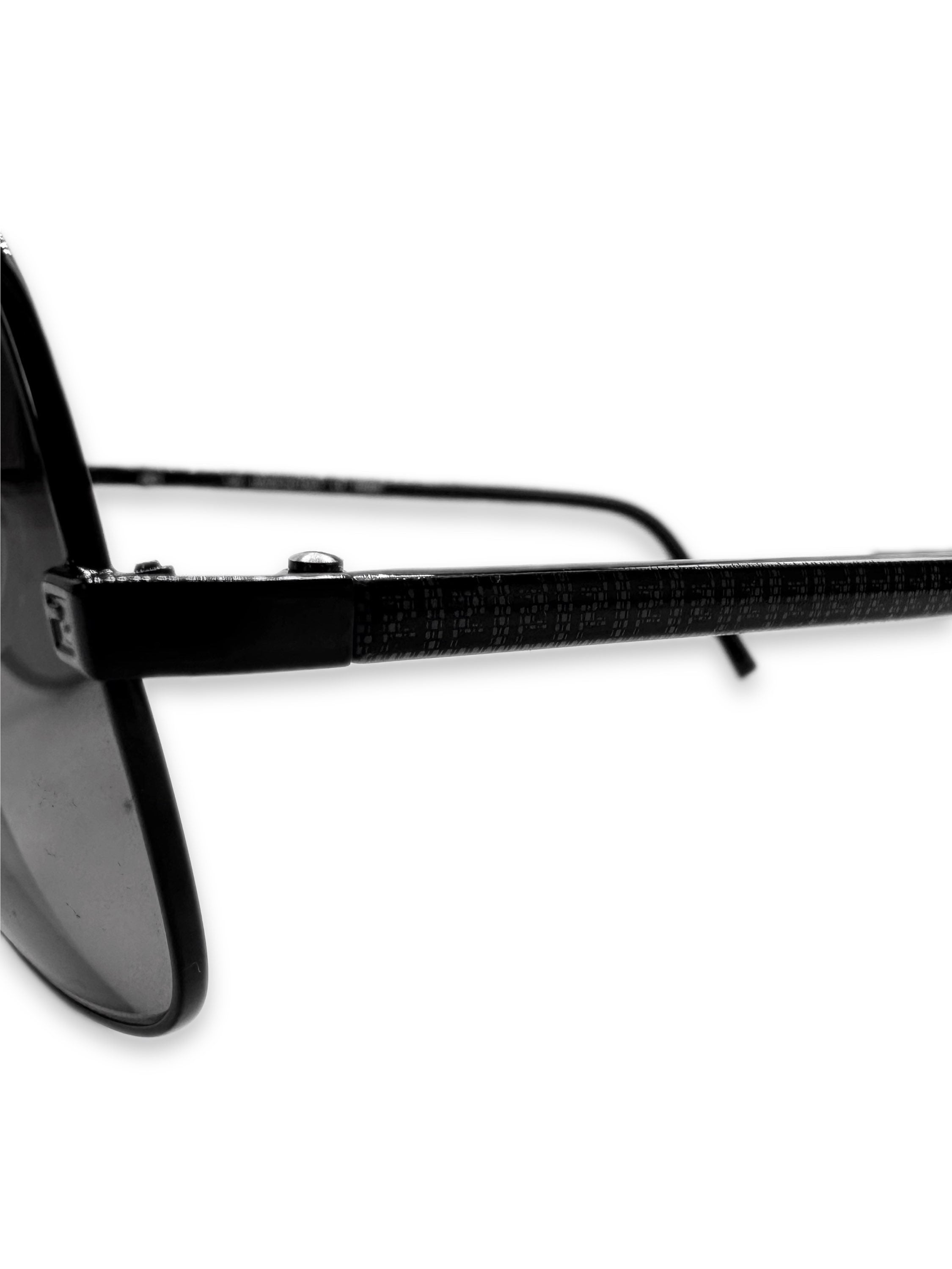 Fendi Monogram Logo Black Aviator Sunglasses