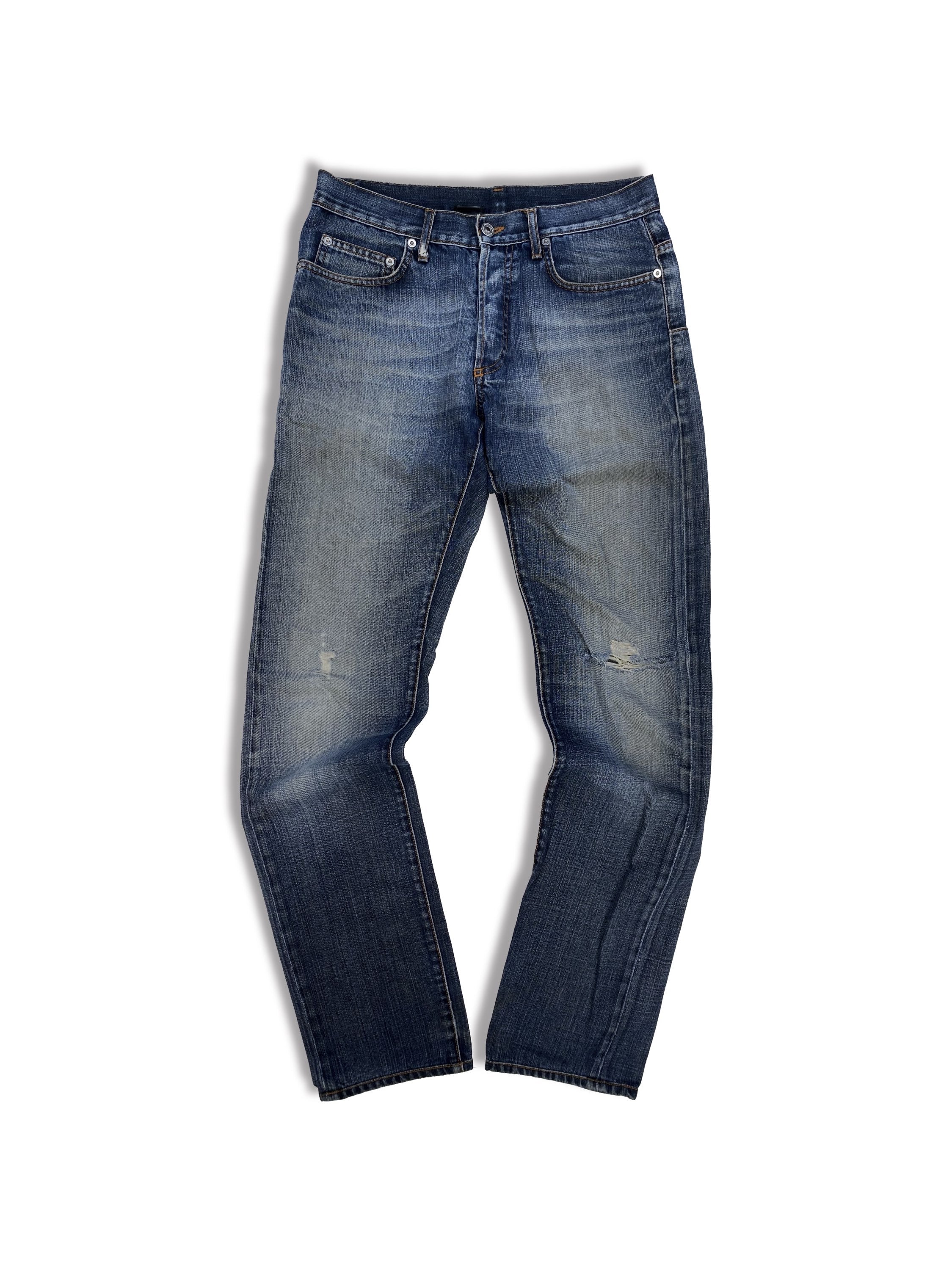 Dior by Hedi Slimane Distressed Dark Wash Indigo Denim