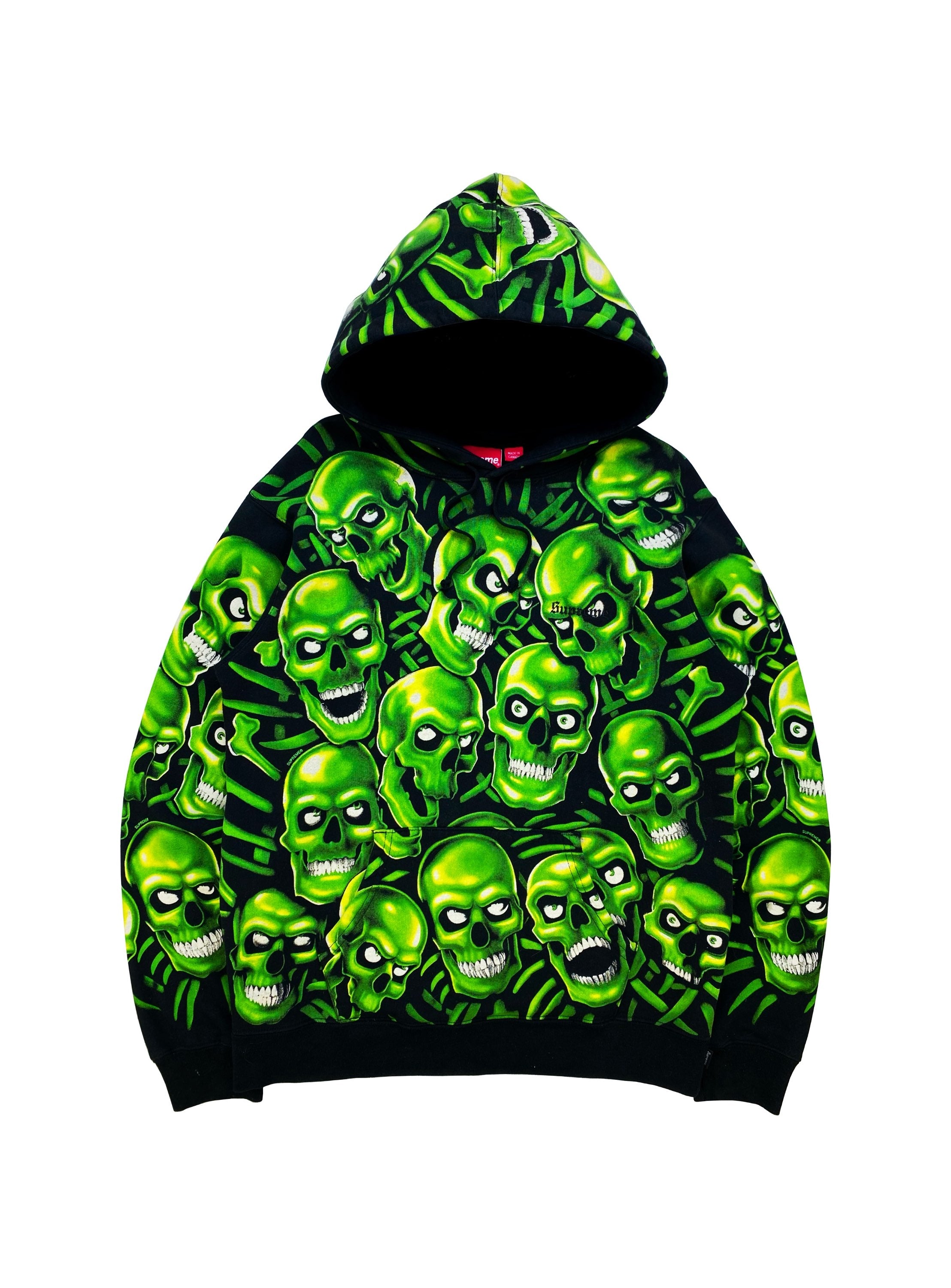 SS18 Supreme ‘Skull Pile’ Phosphorescent Full Print Hoodie