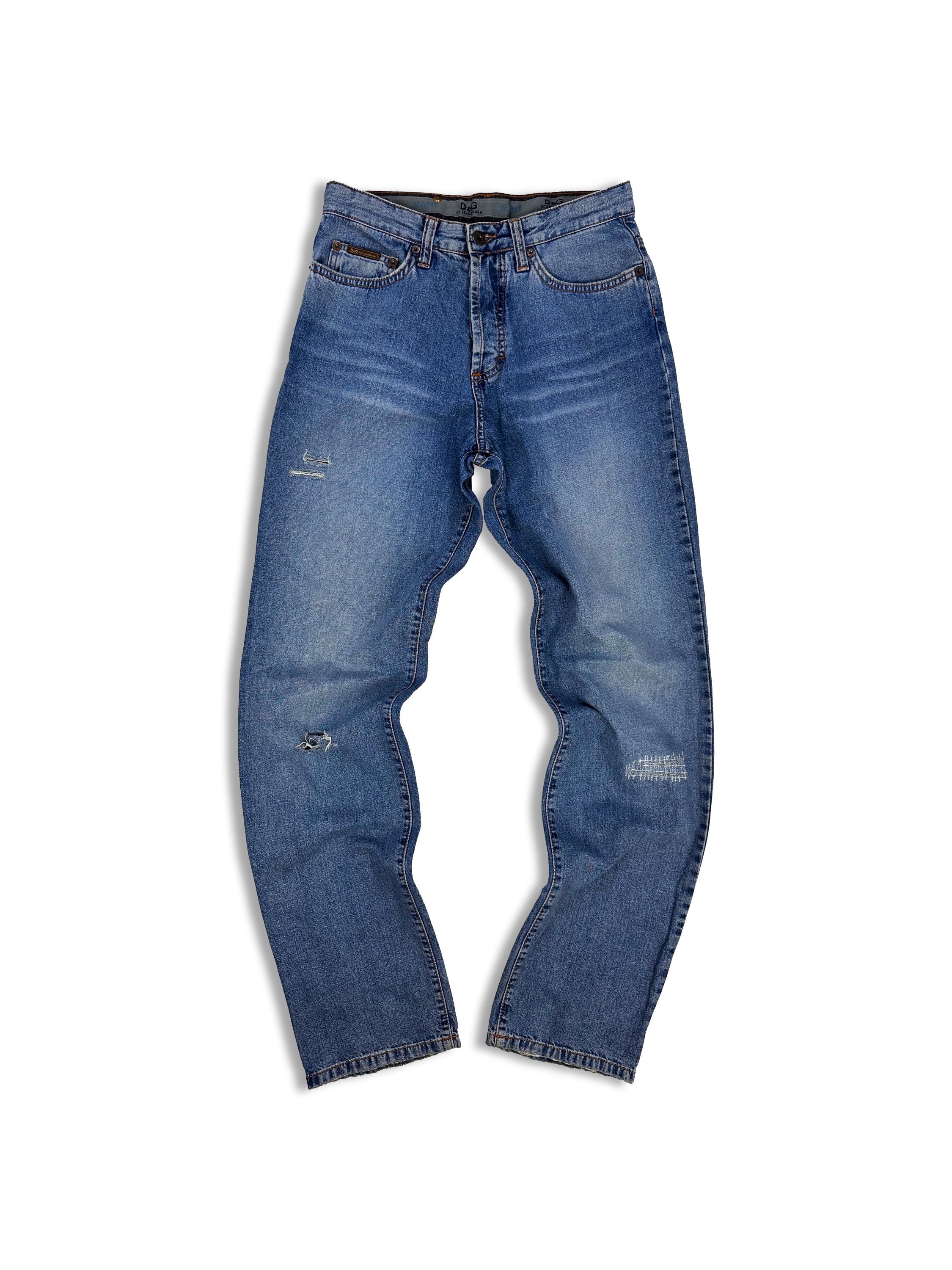 00s Dolce & Gabbana Light Wash Distressed Heavy Weight Denim