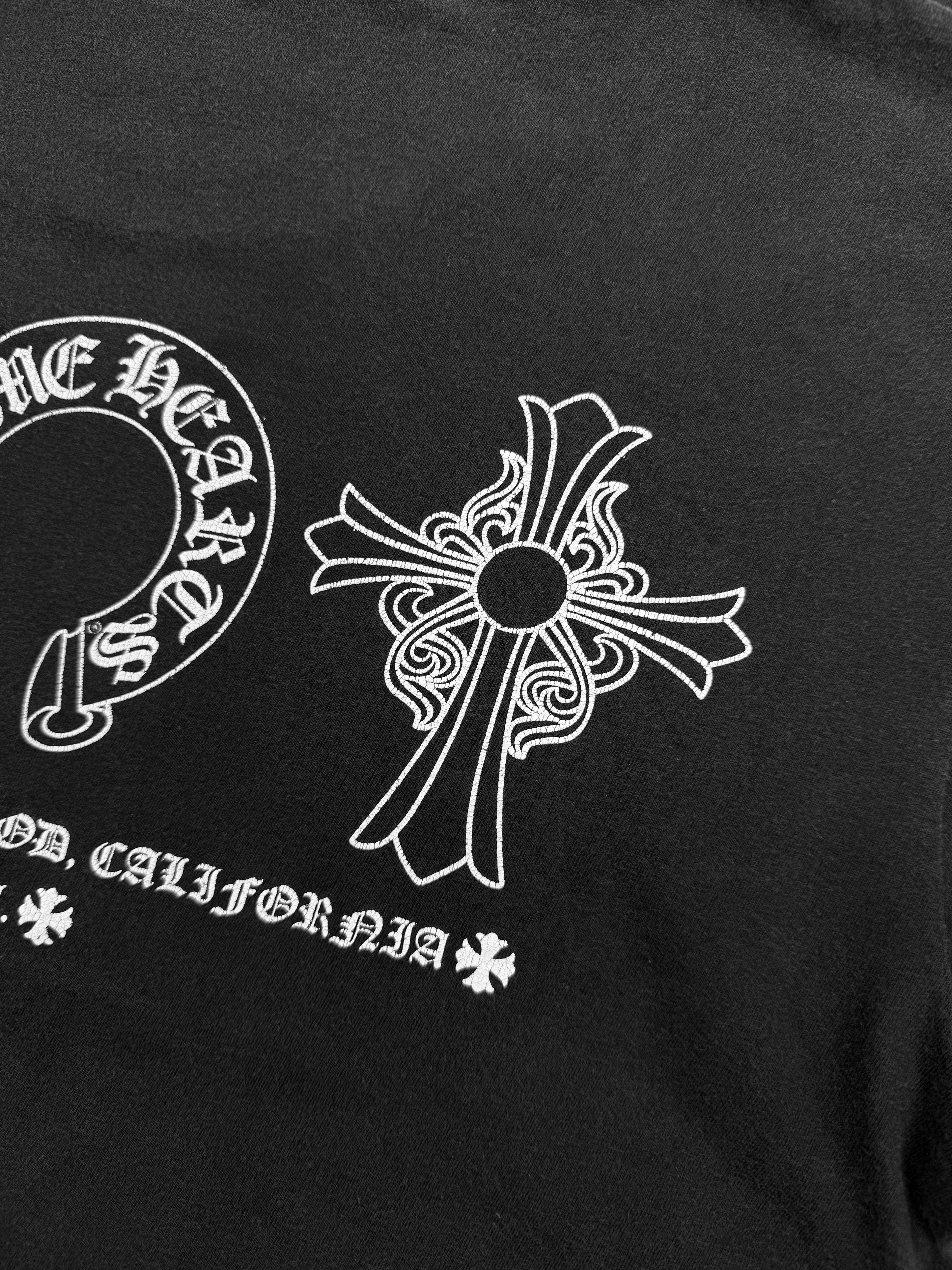 Chrome Hearts Hollywood Exclusive Faded Vintage Horseshoe Logo T-Shirt