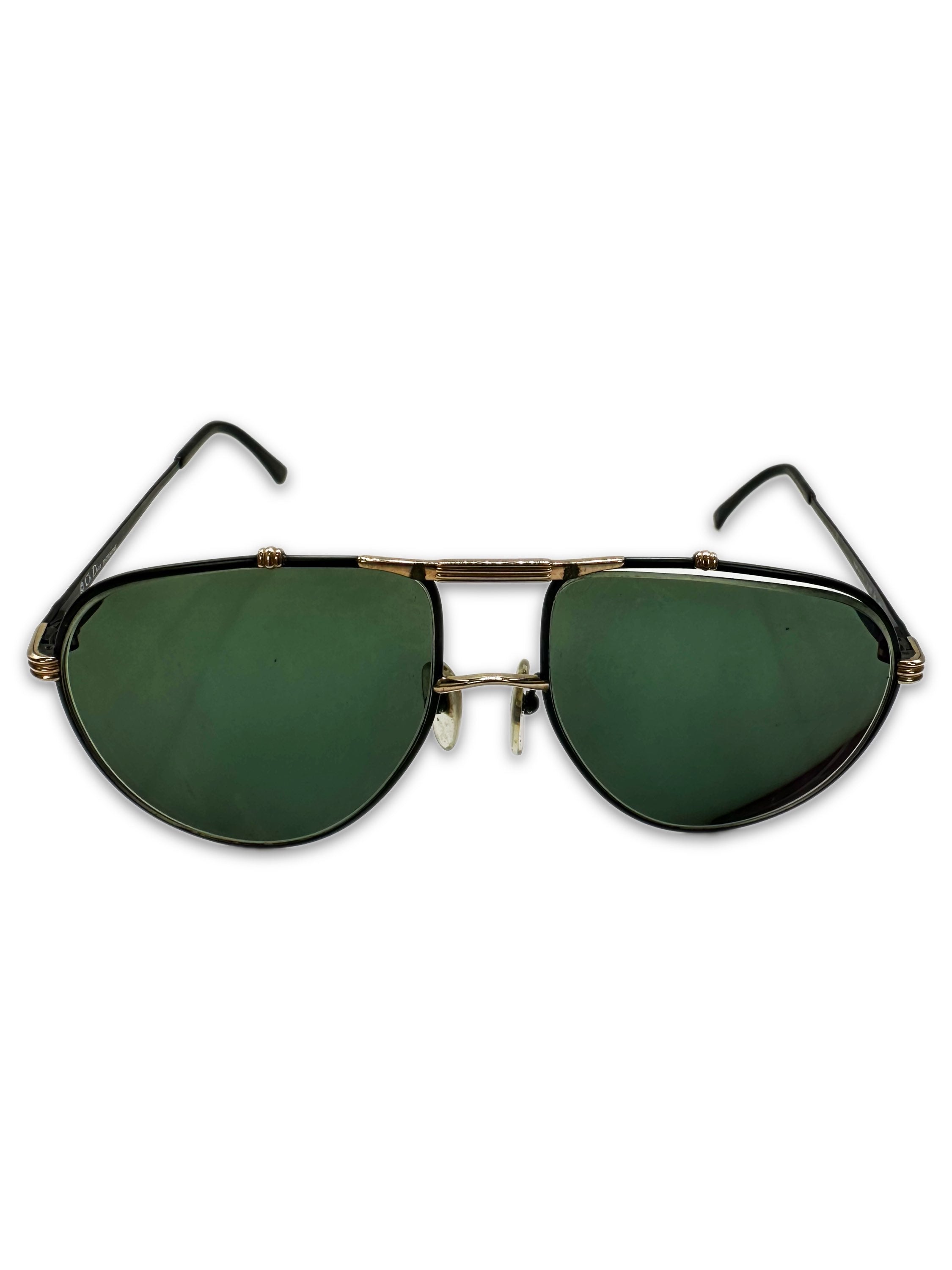 90s Dior Green Tint Metallic ‘CD’ Logo Sunglasses