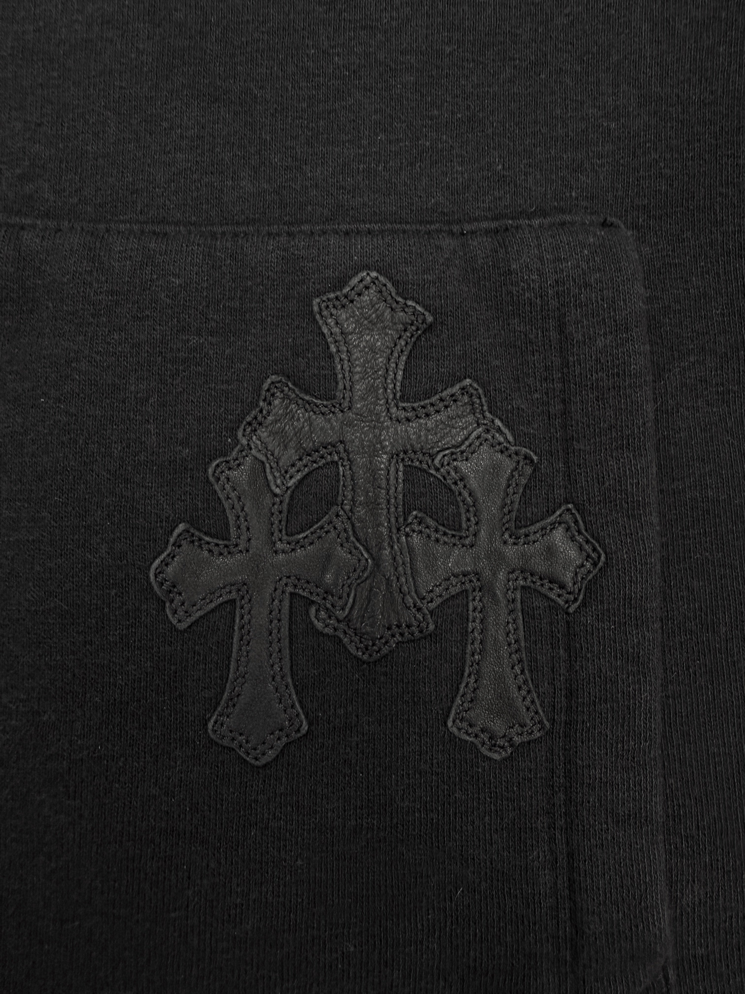 Chrome Hearts Triple Cross Leather Patch Button Snap Hoodie