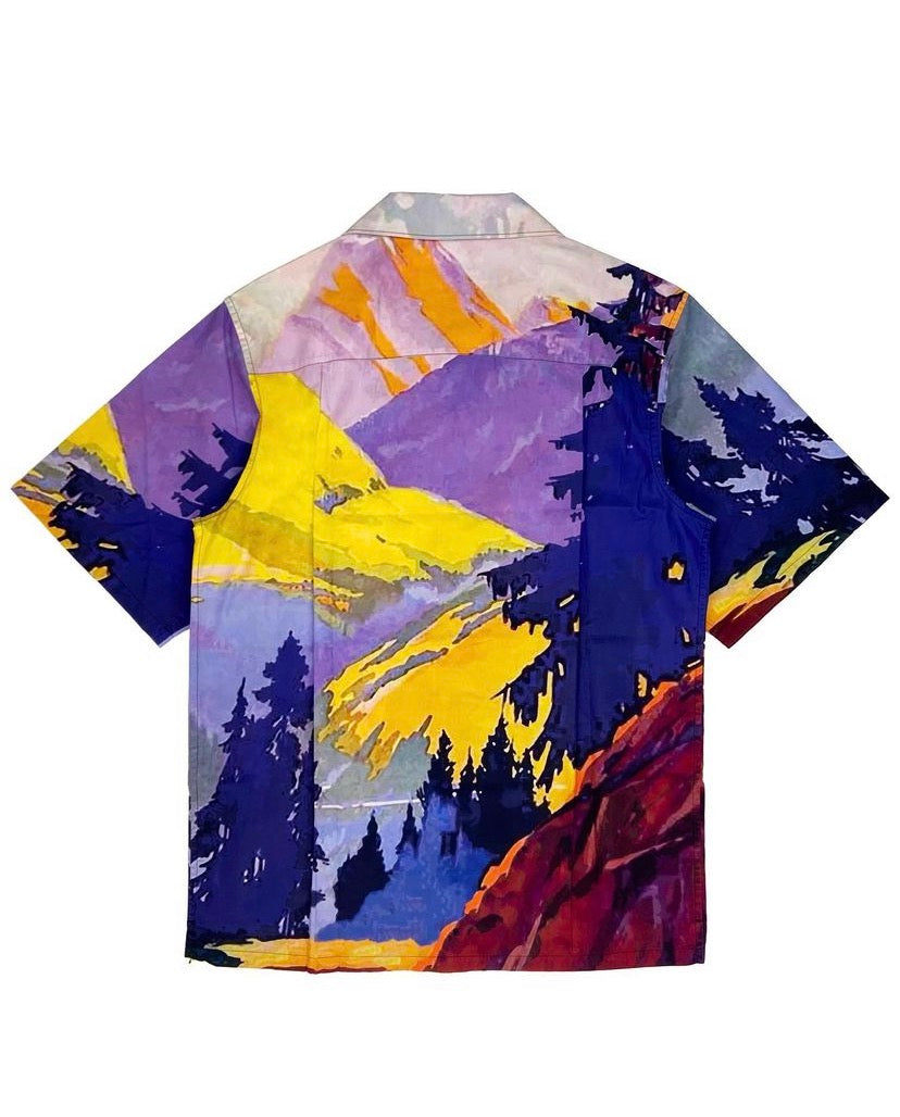 SS17 Prada Mountain Landscape Full Print Camp Collar