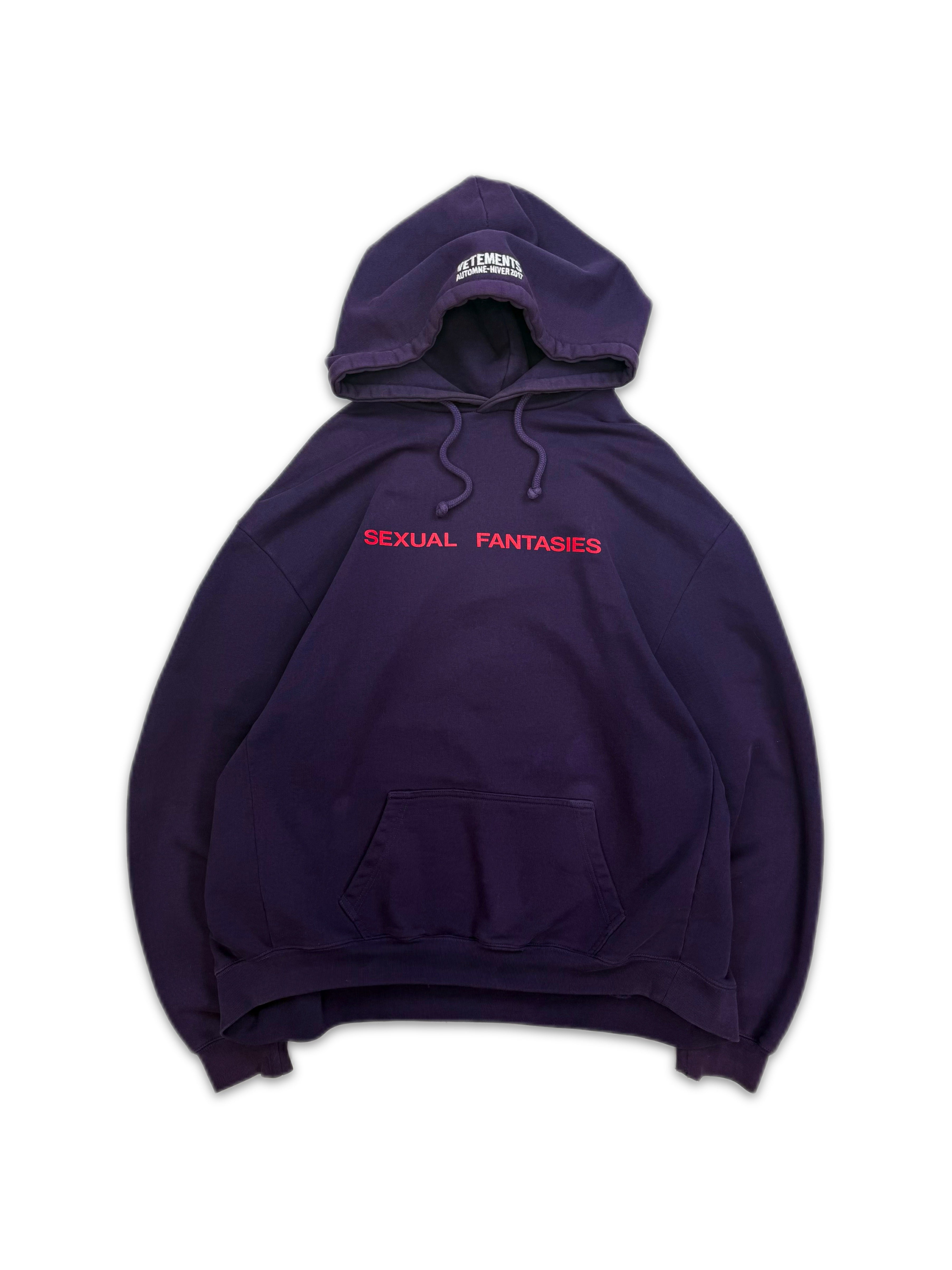 AW16 Vetements Homme ‘Sexual Fantasies’ Purple Slogan Hoodie