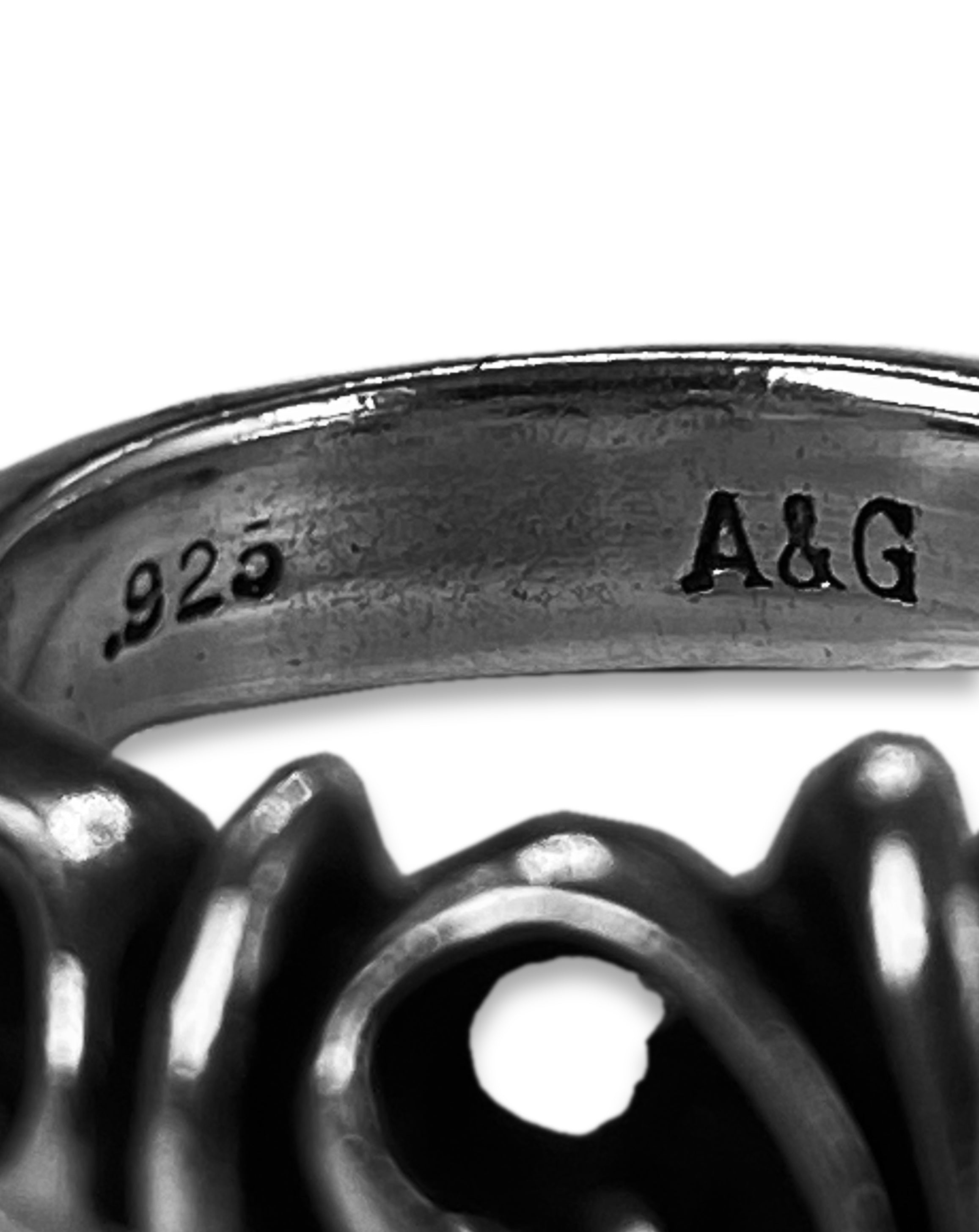 90s A&G Rock ‘n Roll Couture .925 Silver Horn Ring