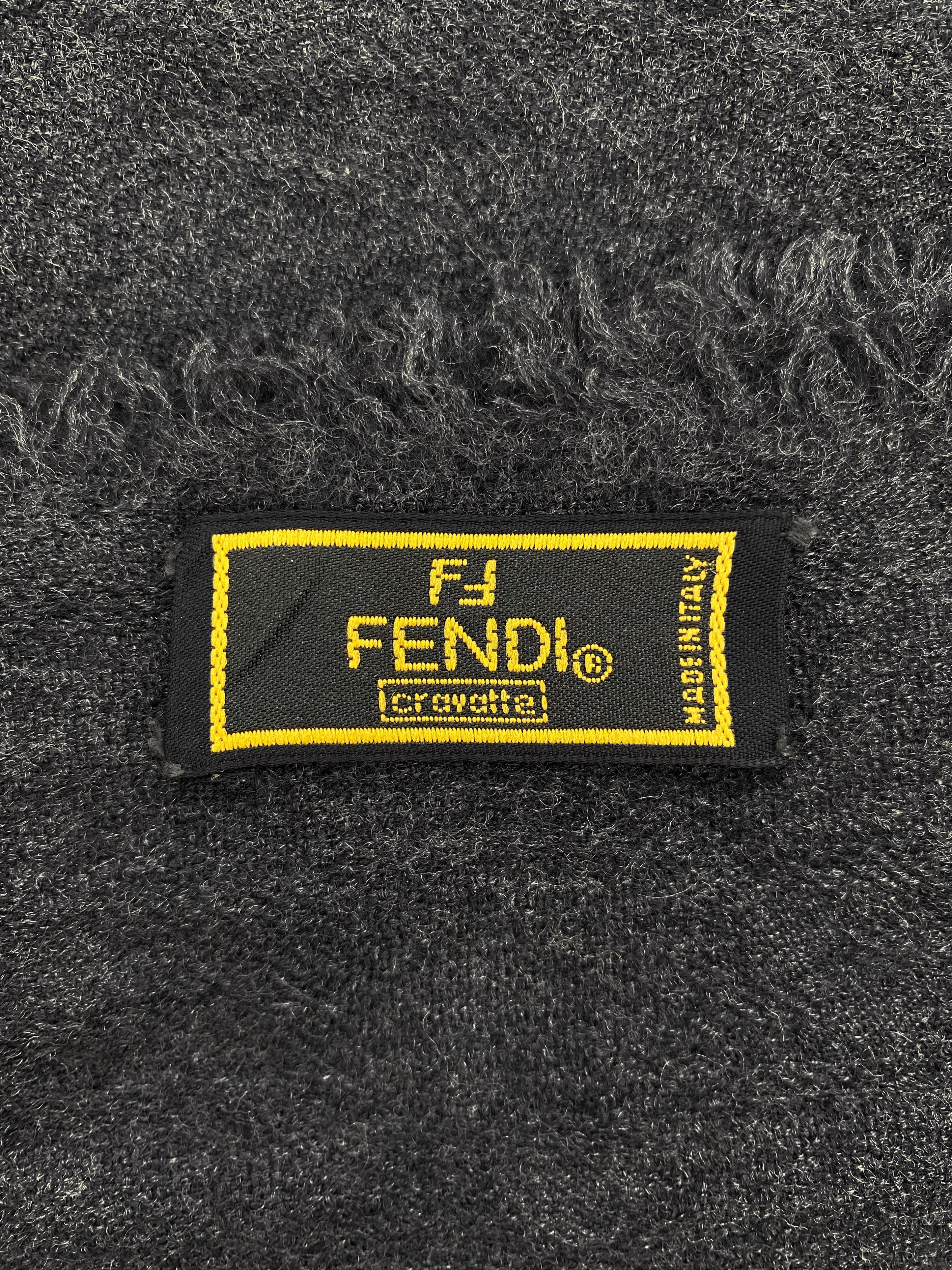 Fendi Grey Wool Knit Scarf