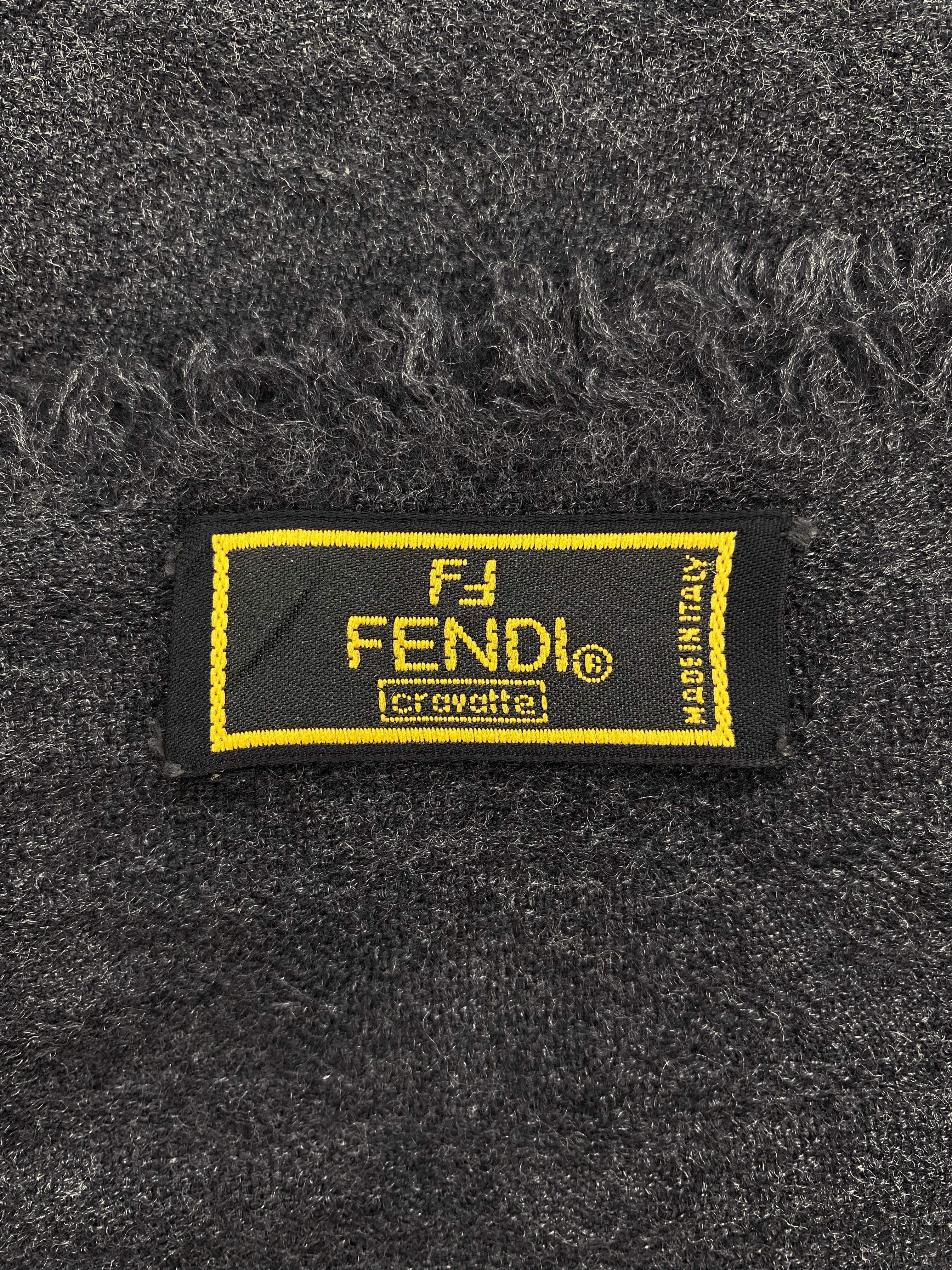 Fendi Grey Wool Knit Scarf