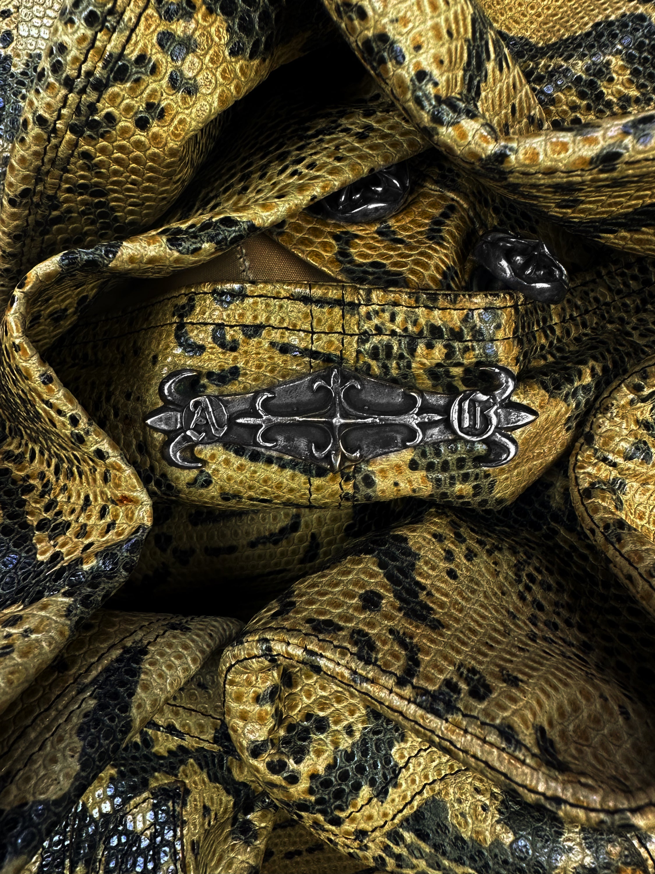 90s A&G Rock ‘n Roll Couture ‘Floury Cross’ Python Leather Pants